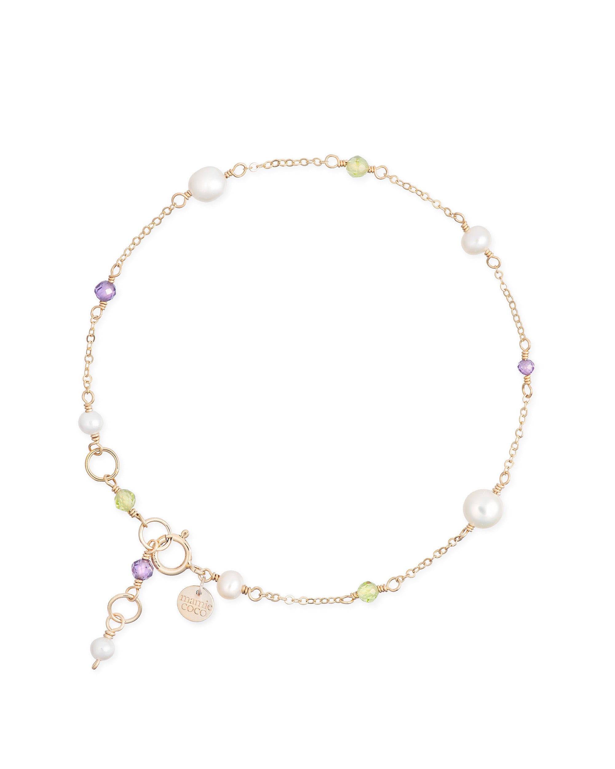 Lueur no. 2 | Peridot, Zircon & Freshwater Pearl Bracelet