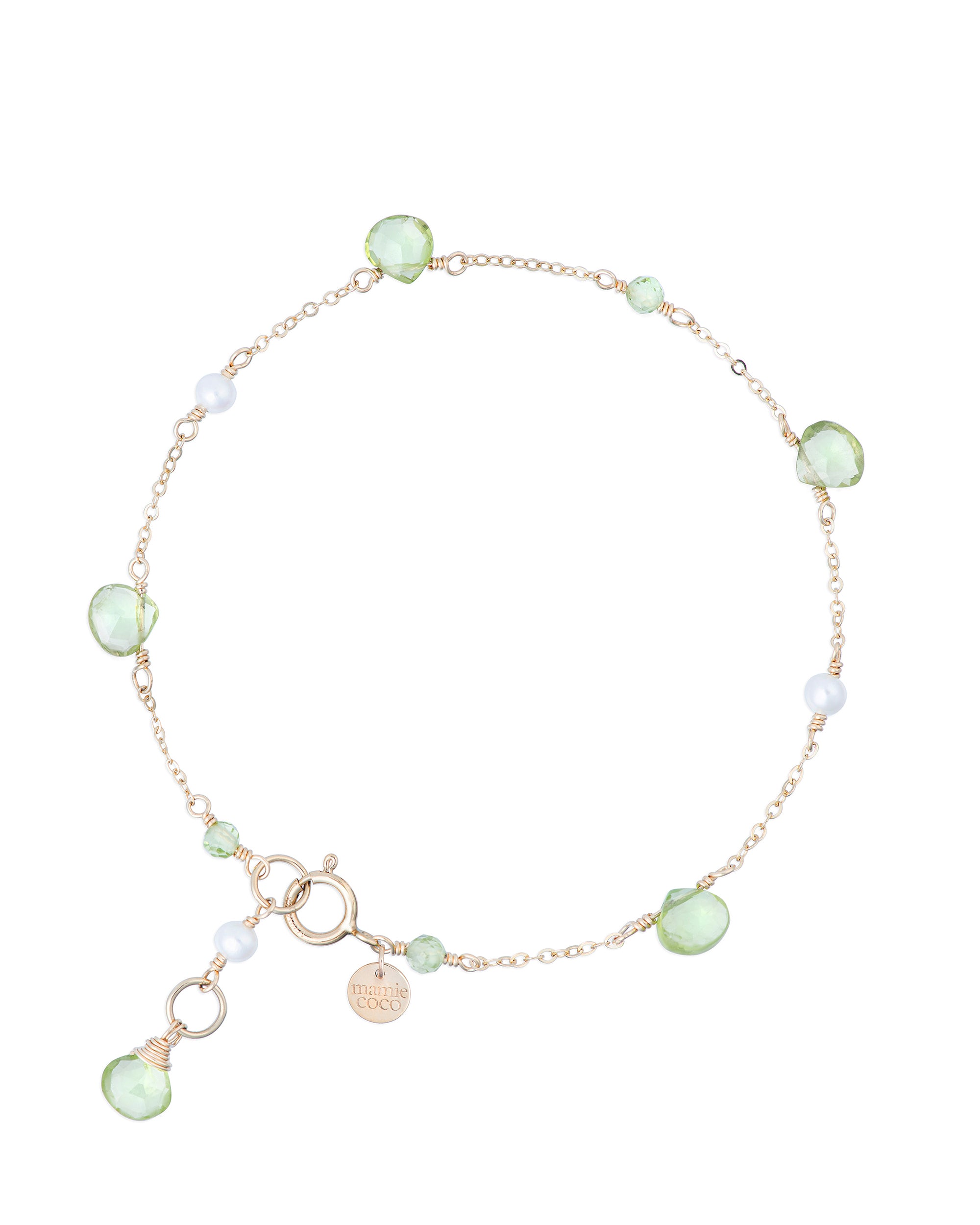 Lueur no. 6 | Peridot Briolette & Pearl Bracelet