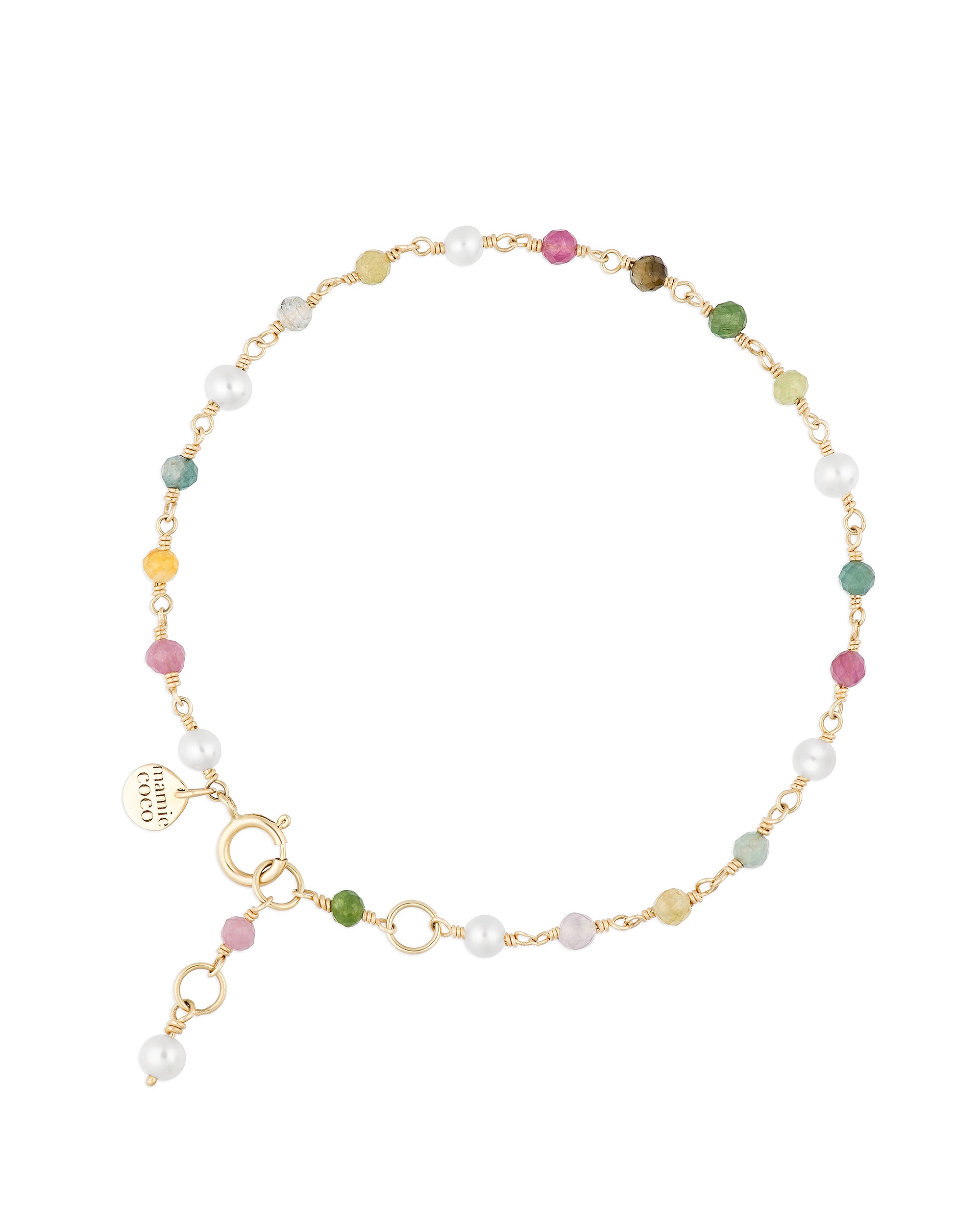Jardin no. 15 | Multicoloured Tourmaline & Pearl Bracelet