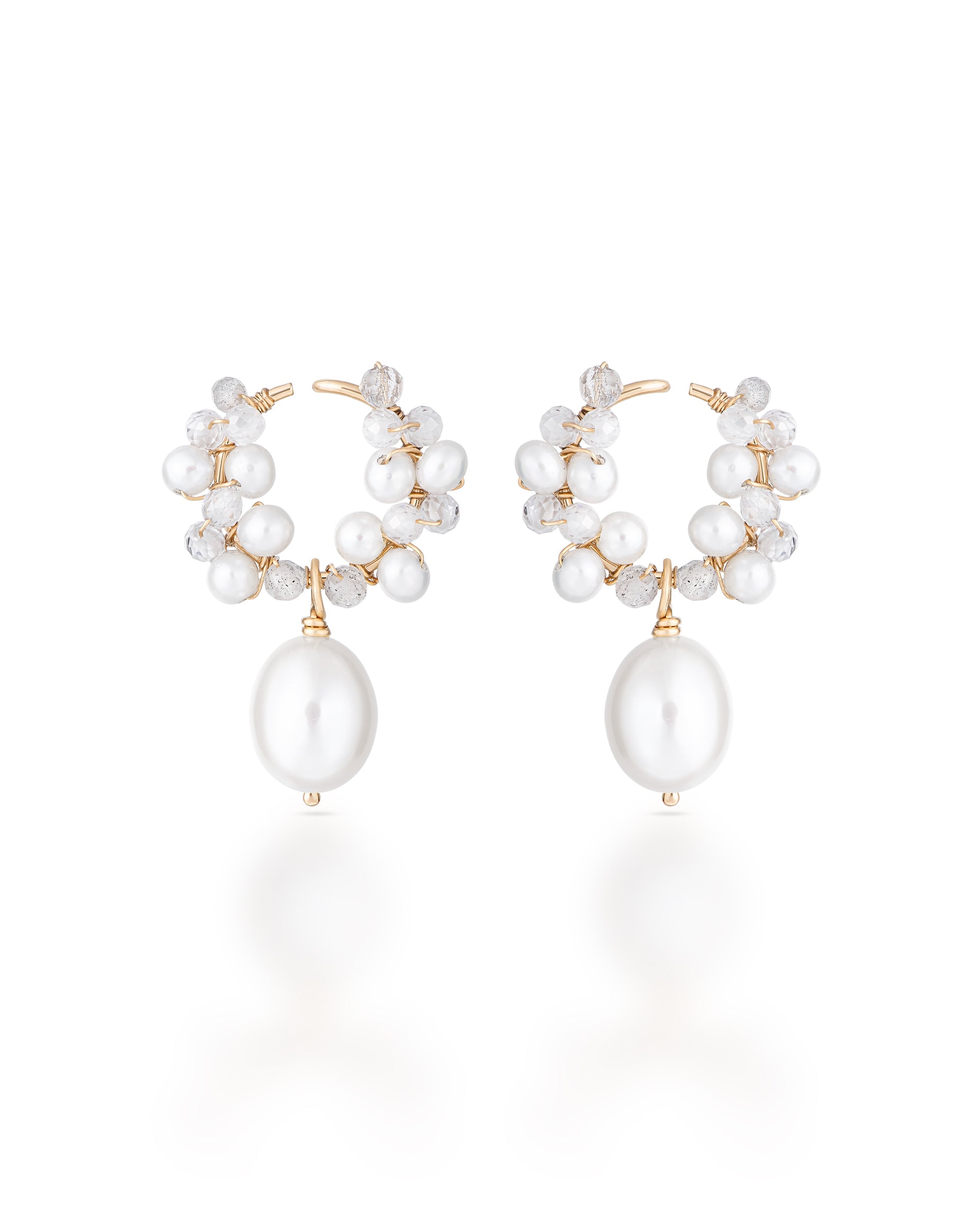Éclosion no. 6 | Baroque Pearl & Zircon Drop Earrings