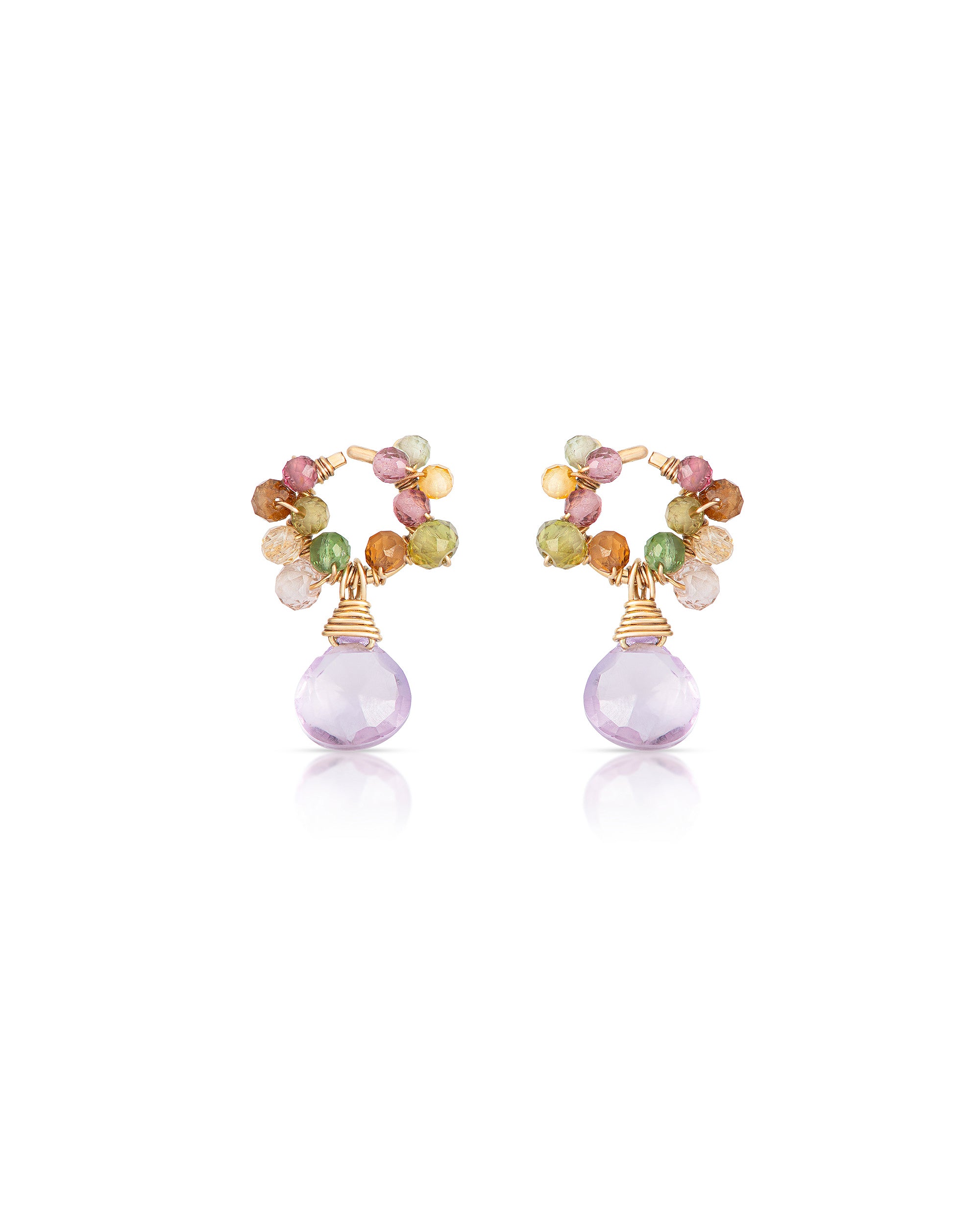 Jardin no. 27 | Tourmaline & Pink Amethyst Drop Earrings