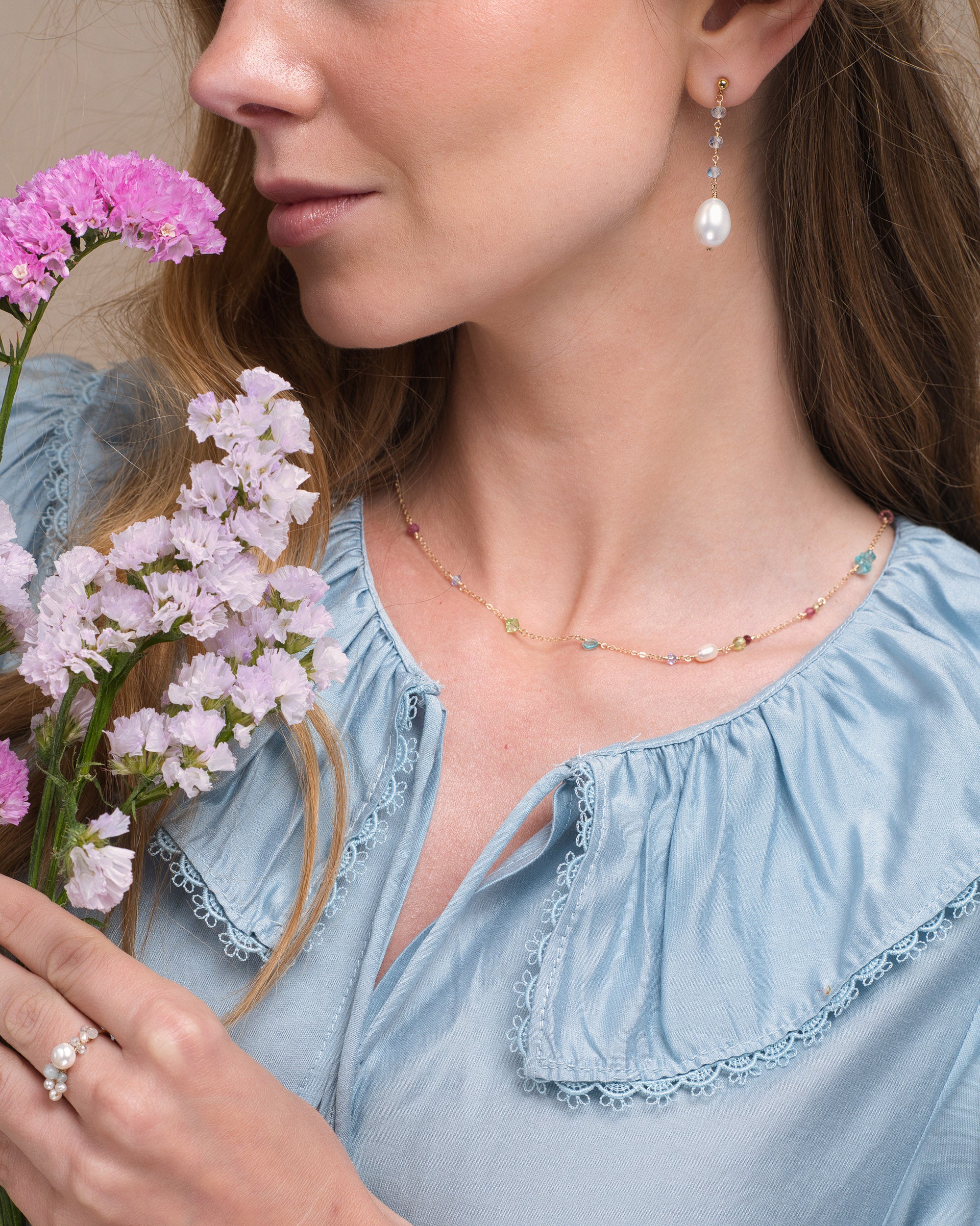 Lueur no. 11 | Labradorite & Baroque Pearl Drop Earrings
