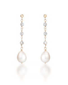 Lueur no. 11 | Labradorite & Baroque Pearl Drop Earrings