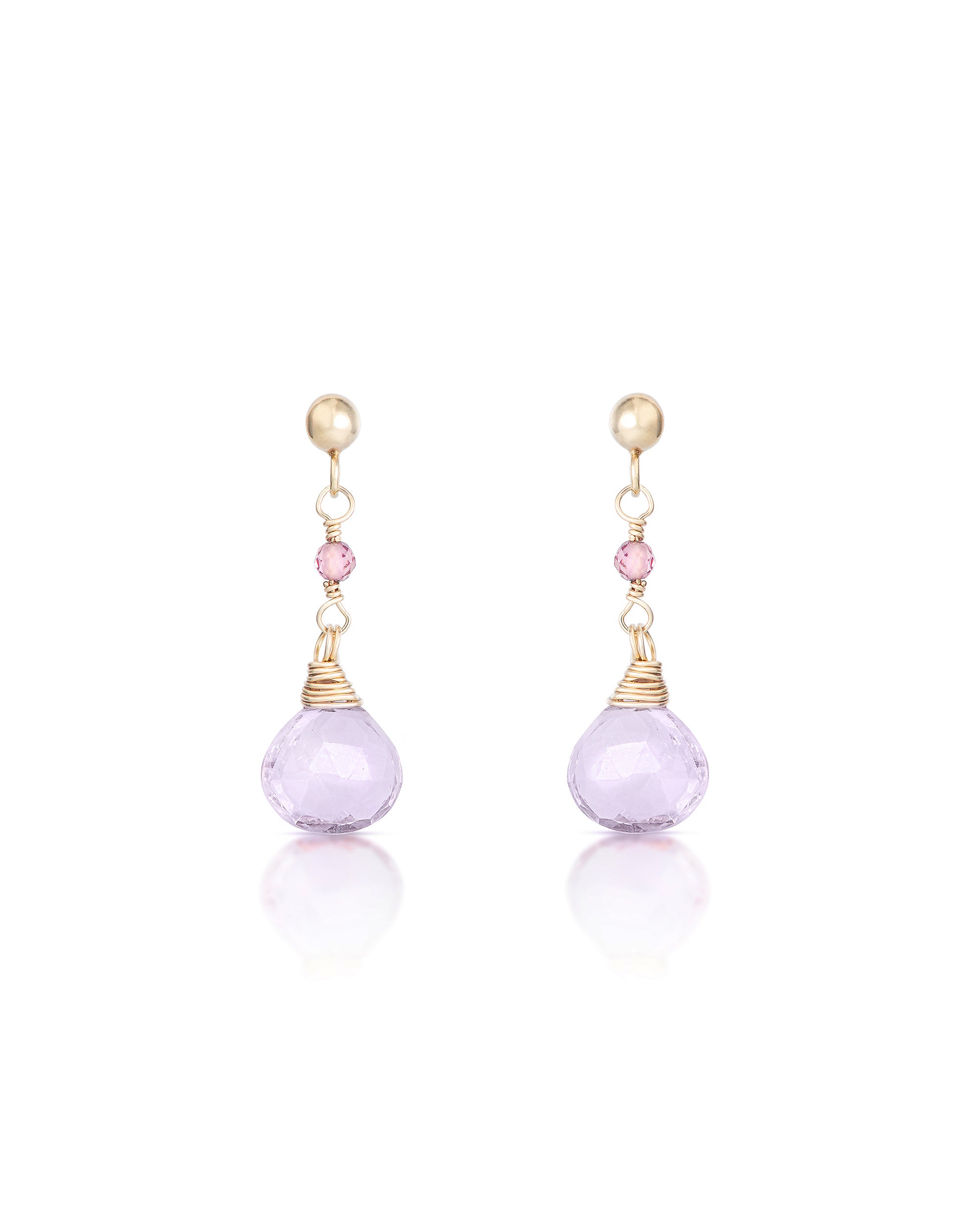 Lueur no. 23 | Pink Tourmaline & Pink Amethyst Drop Earrings