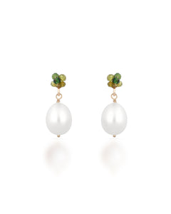 Éclosion no. 4 | Gemstone Cluster & Pearl Drop Earrings