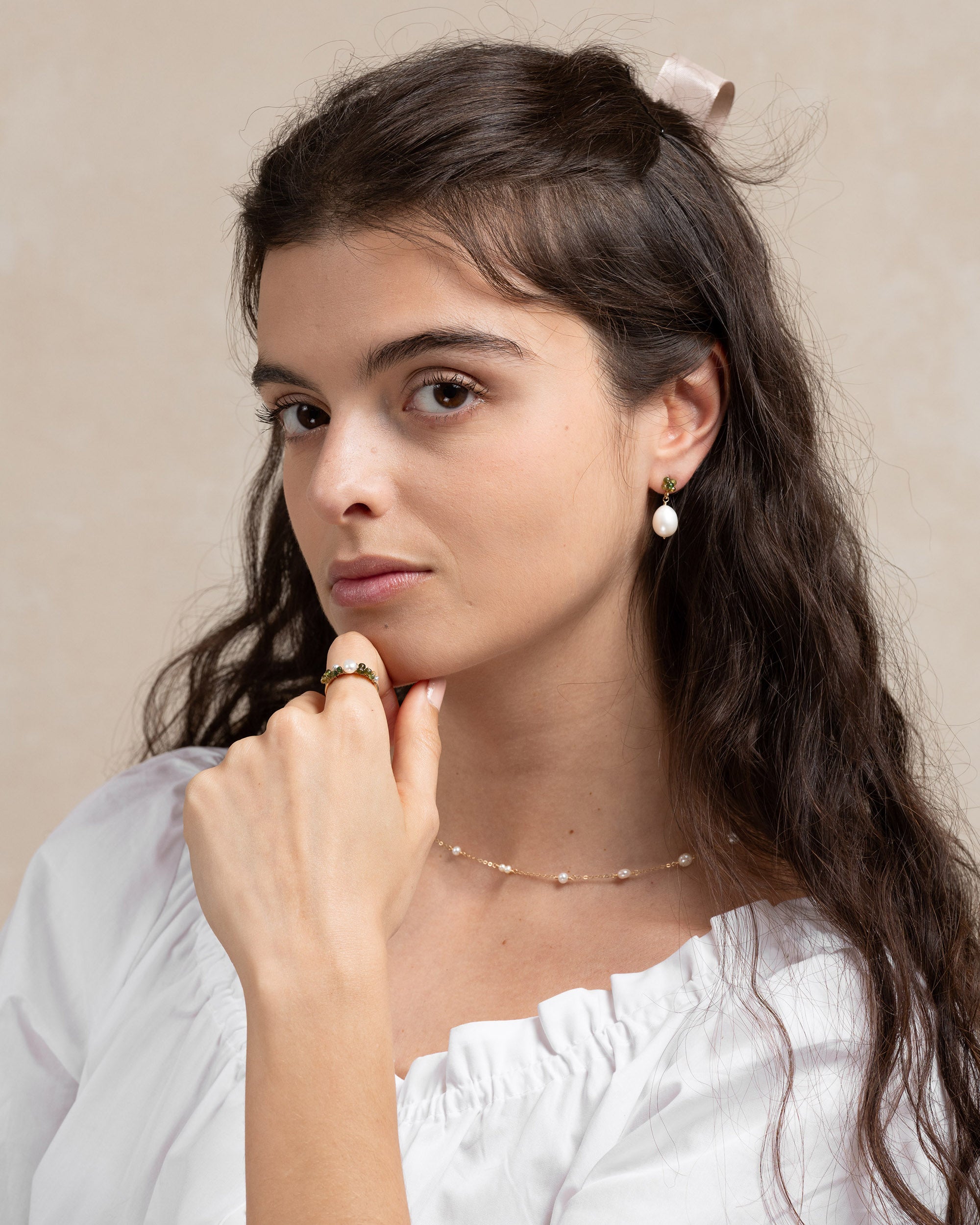 Éclosion no. 4 | Gemstone Cluster & Pearl Drop Earrings