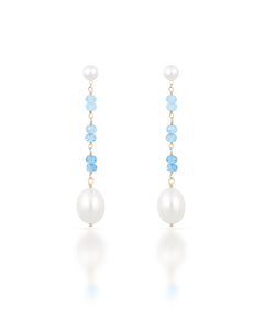Lueur no. 20 | Gradient Aquamarine & Pearl Drop Earrings