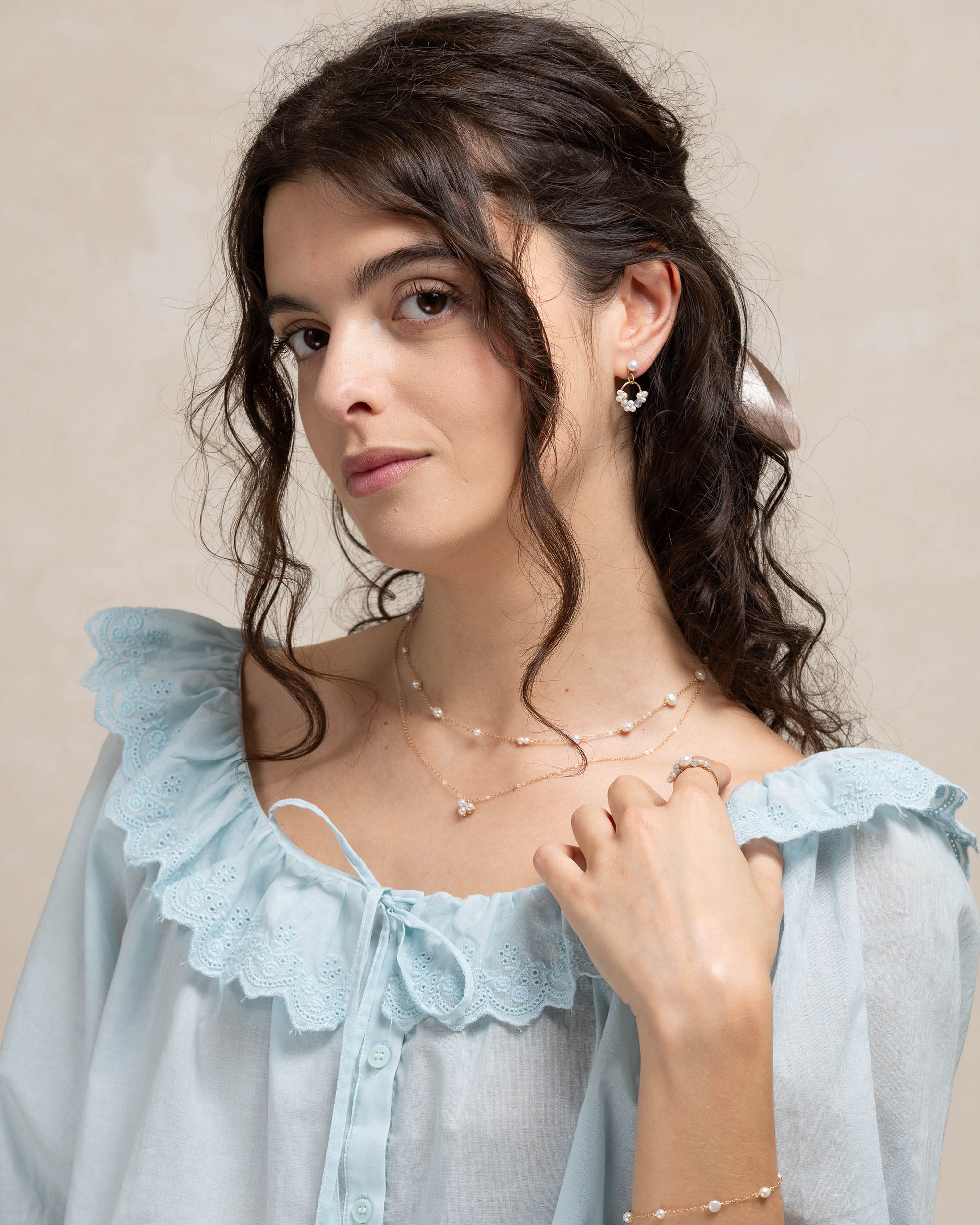 Éclosion no. 5 | Labradorite & Pearl Cluster Drop Earrings