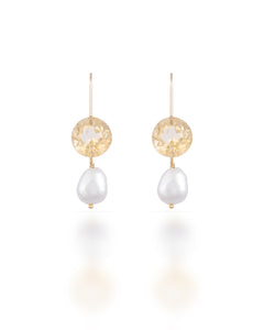 Lueur no. 16 | Citrine & Keshi Pearl Drop Earrings