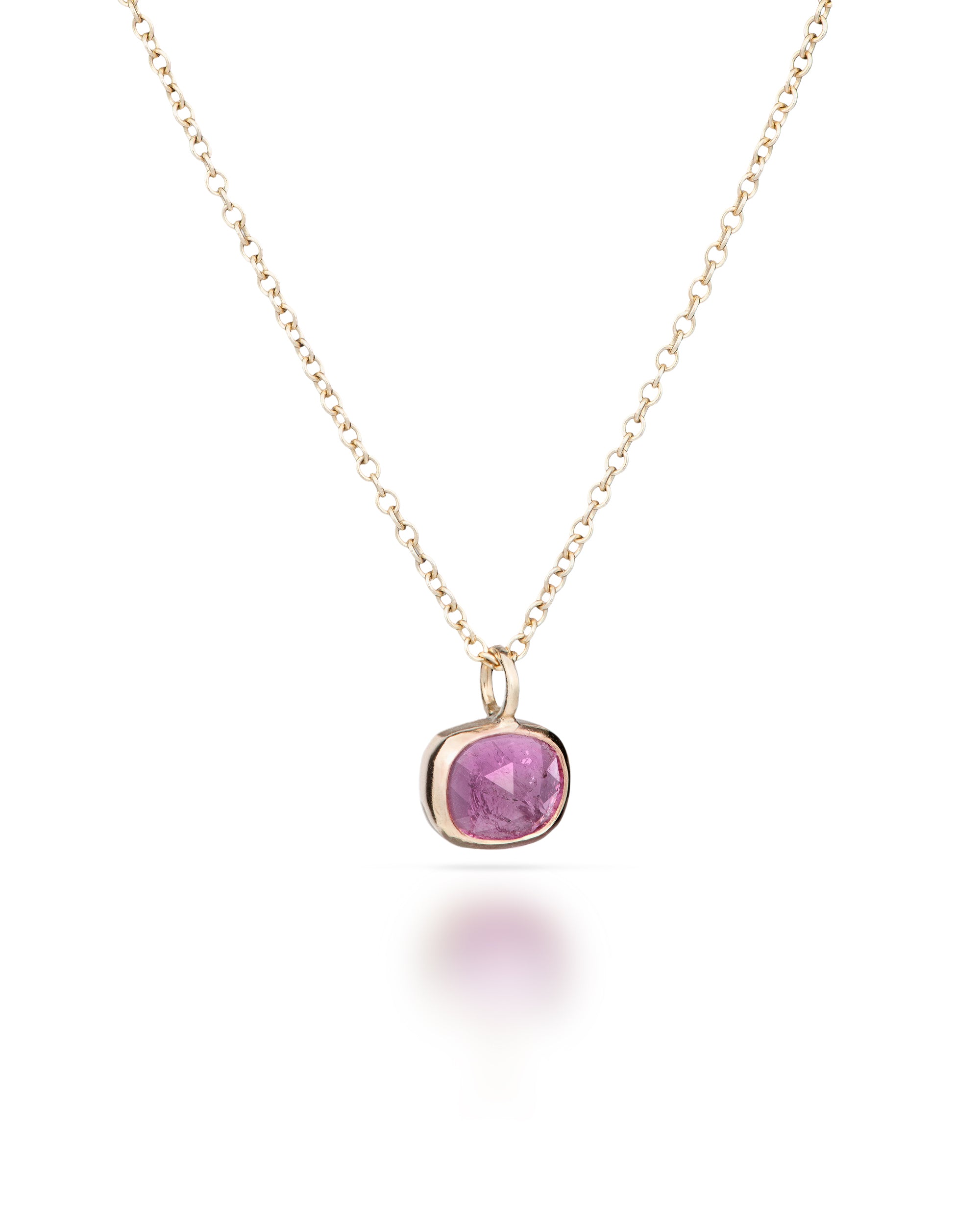 Pétale no. 7 | One-of-a-kind Gold Rosecut Tourmaline Pendant (pink)