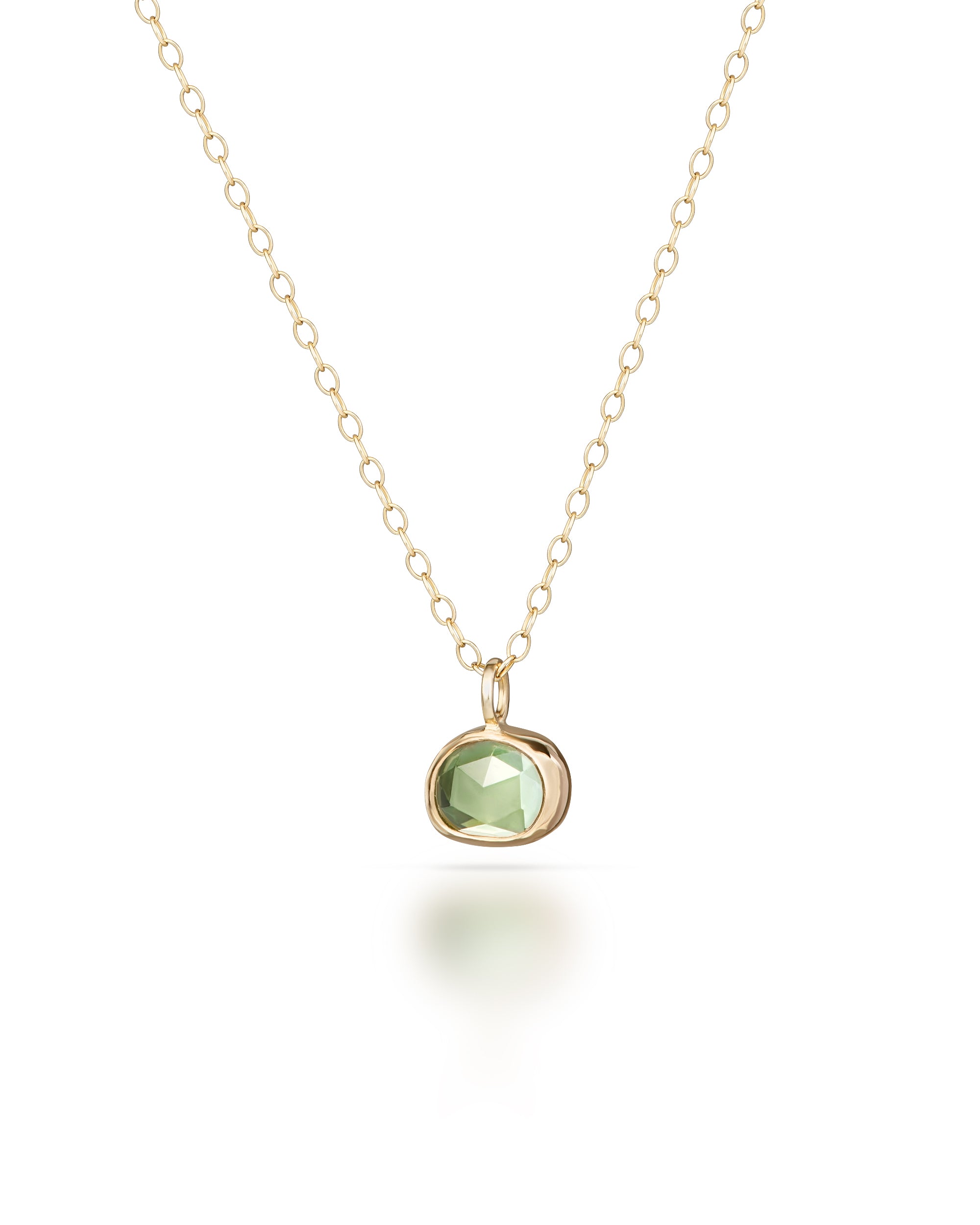 Pétale no. 6 | One-of-a-kind Gold Rosecut Tourmaline Pendant (light green)