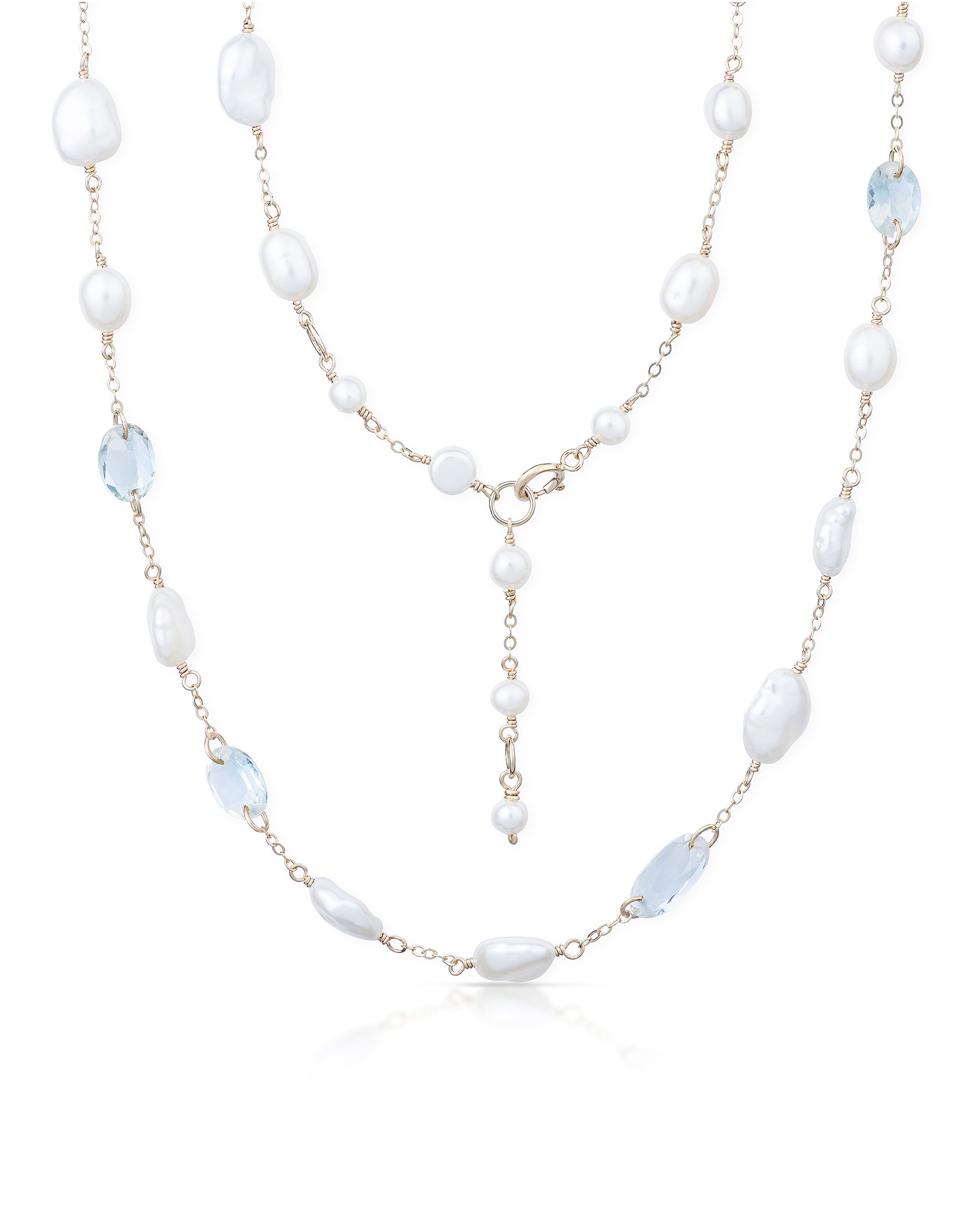 Lueur no. 17 | Faceted Green Amethyst & Pearl Necklace