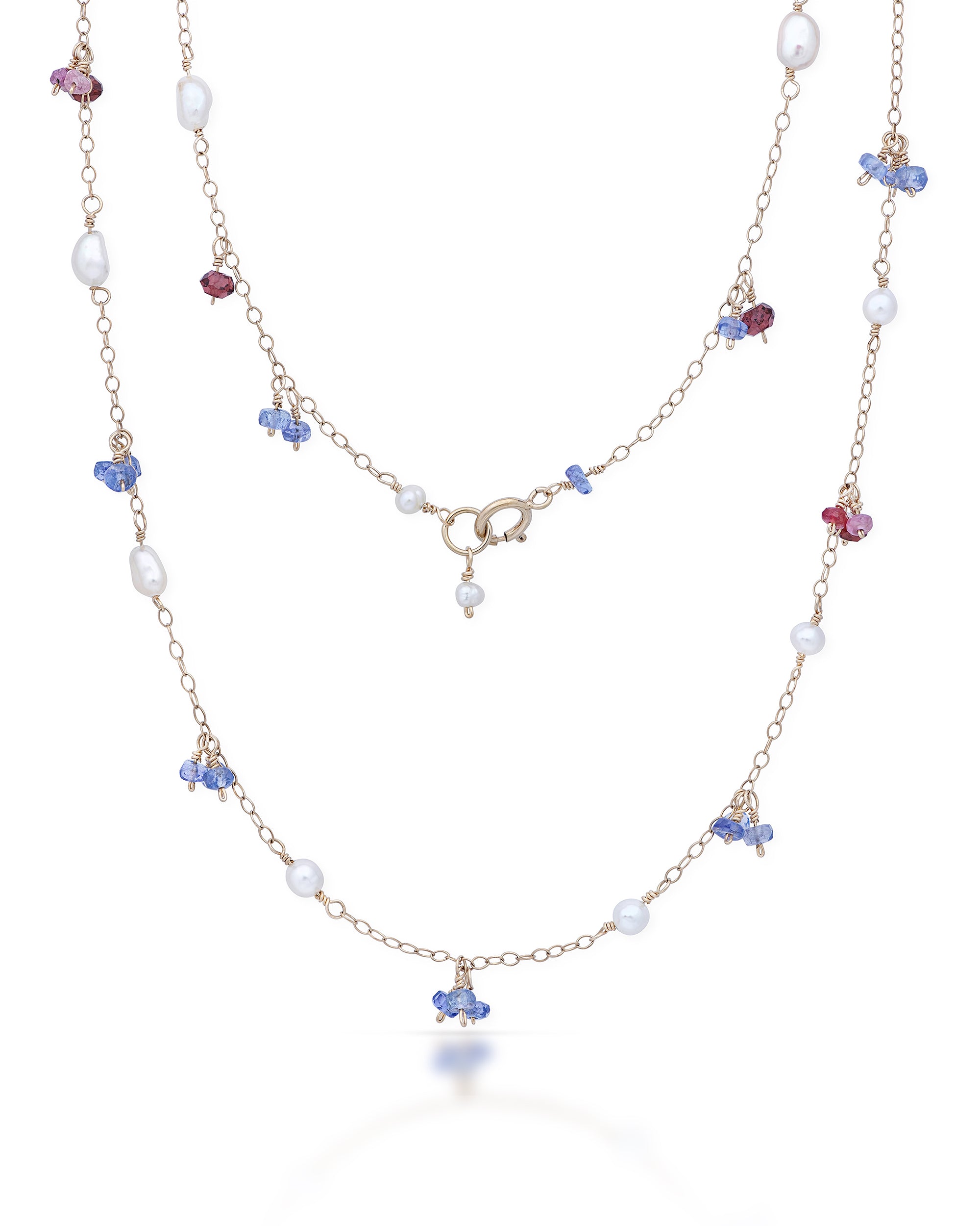 Jardin no. 26 | Tanzanite, Pink Sapphire & Pearl Cluster Necklace
