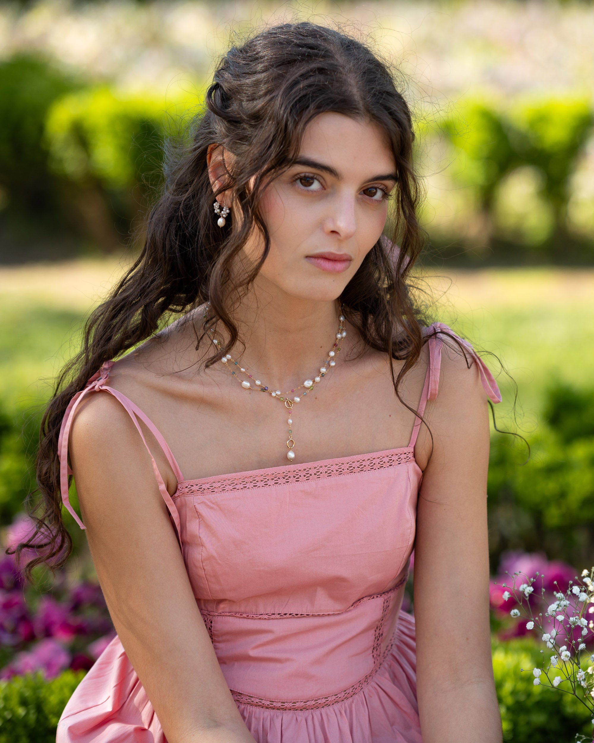 Jardin no. 12 | Multi Gemstone, Pearl and Swarovski Necklace