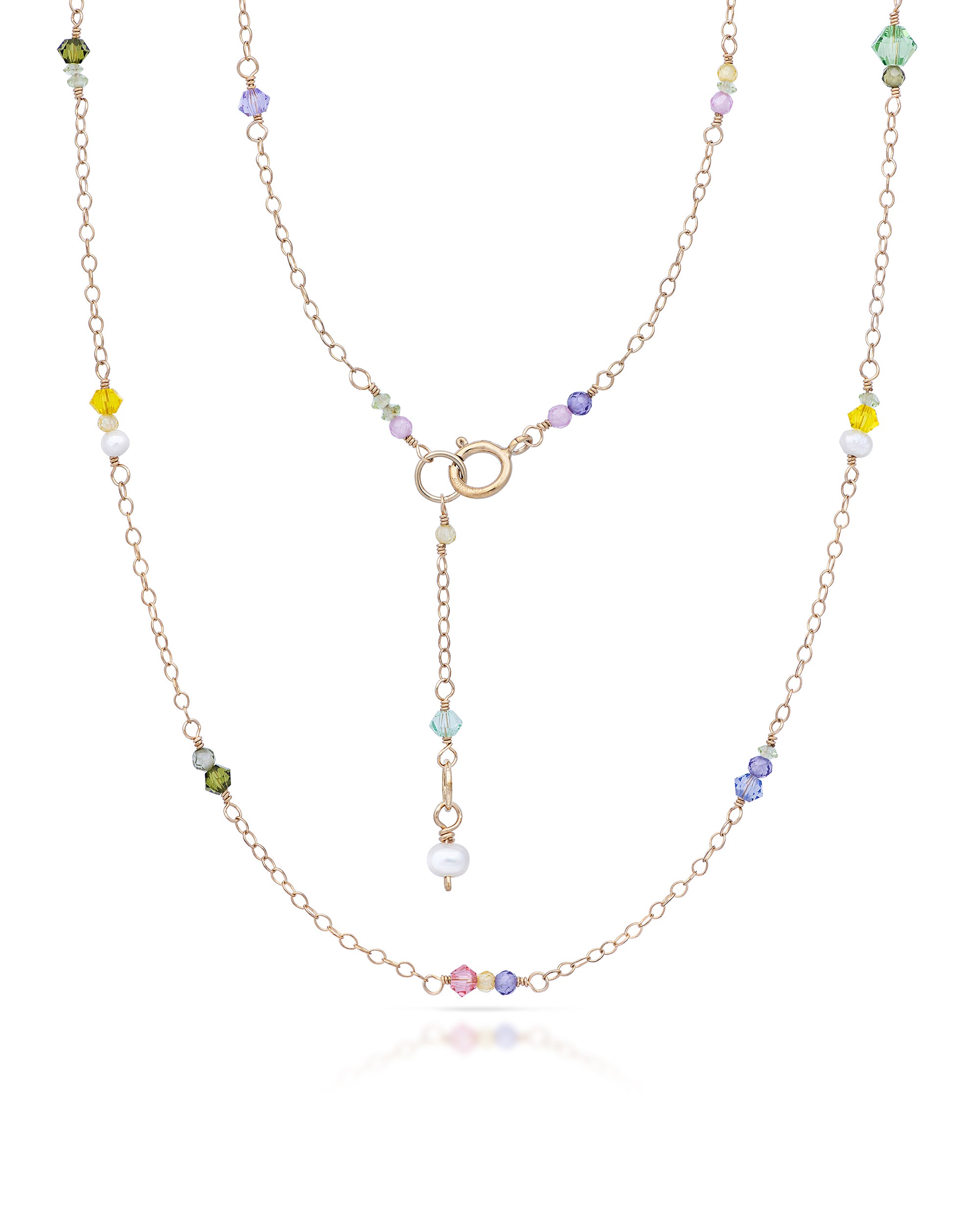 Jardin no. 34 | Zircon, Swarovski & Pearl Chain Necklace