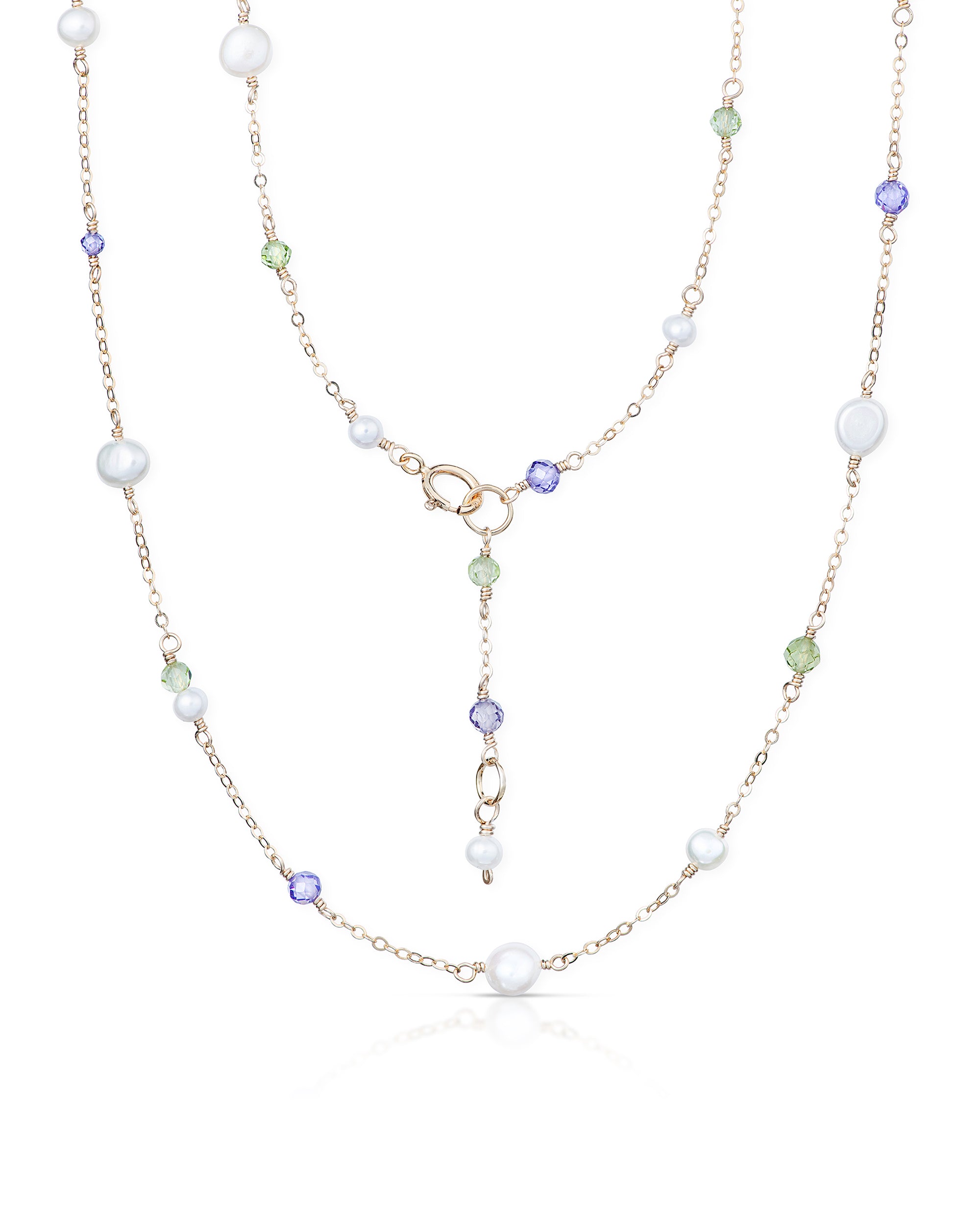 Lueur no. 1 | Peridot, Zircon & Pearl Chain Necklace