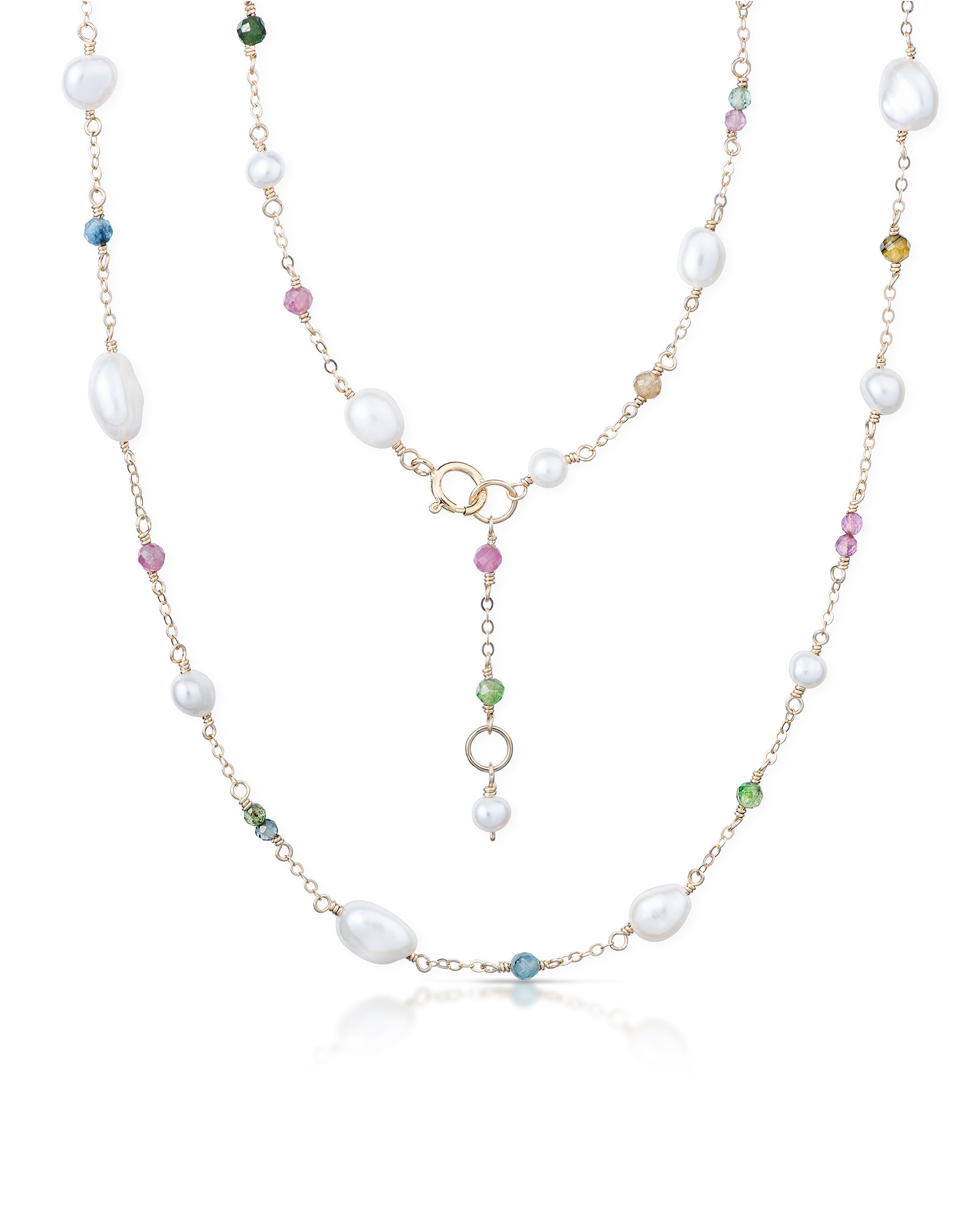 Jardin no. 1 | Keshi Pearl & Tourmaline Chain Necklace