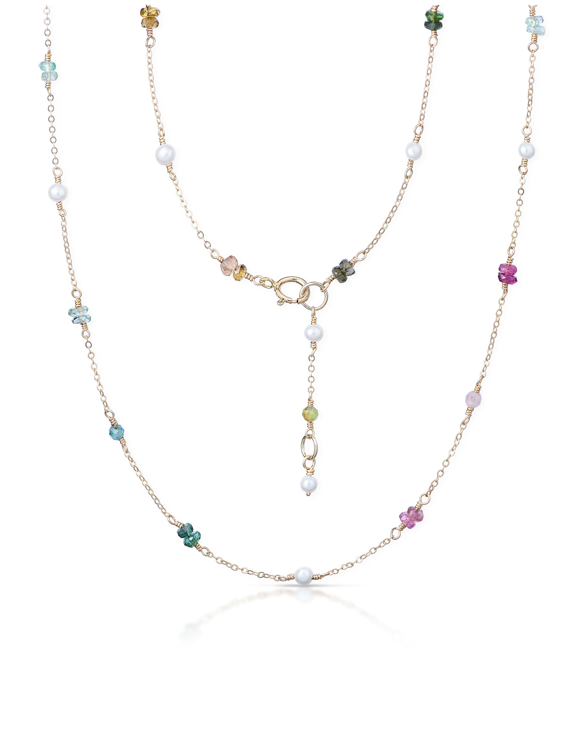 Jardin no. 9 | Gradient Tourmaline & Pearl Chain Necklace