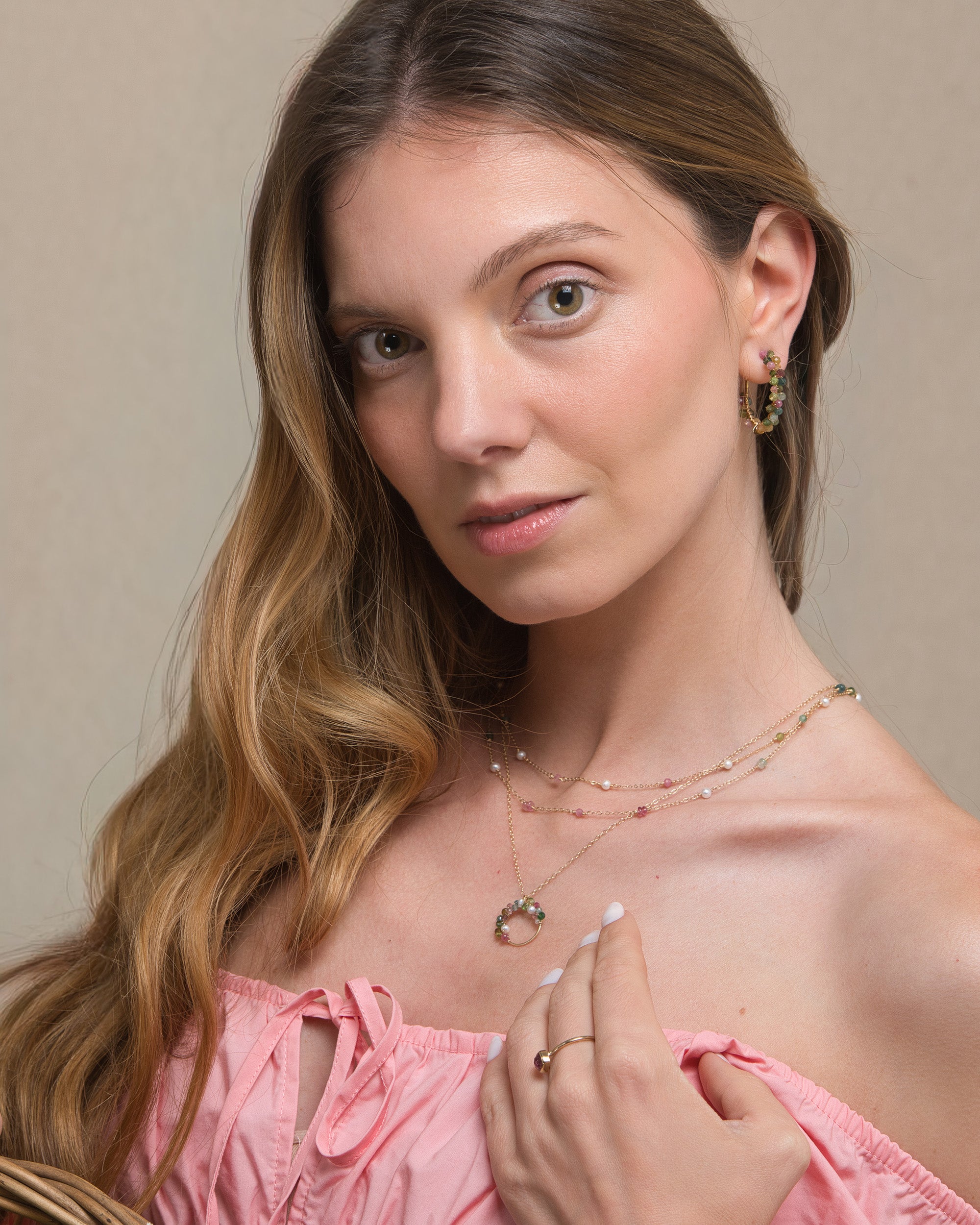 Jardin no. 23 | Round Pearl & Tourmaline Chain Necklace