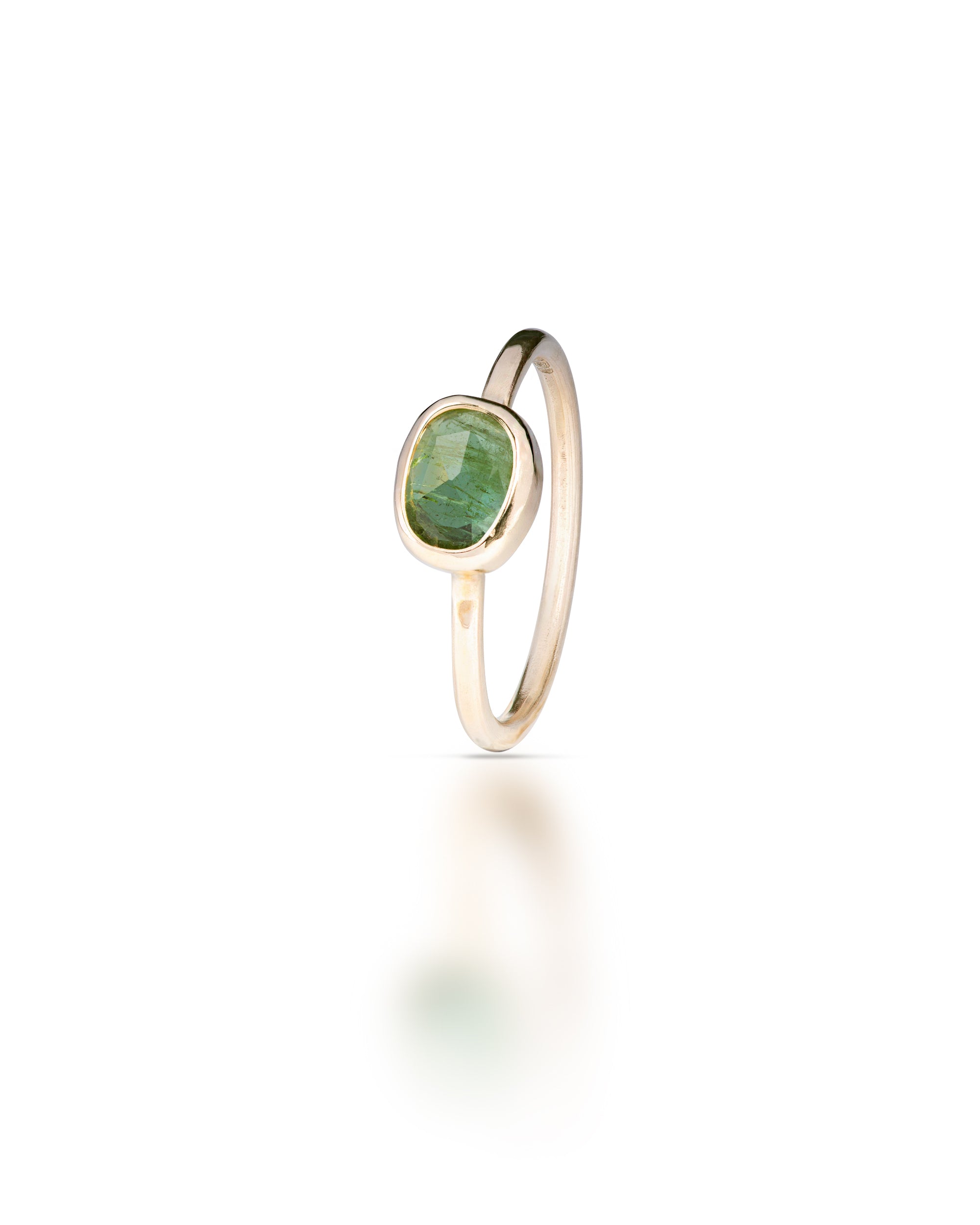Pétale no. 10 | One-of-a-kind Rosecut Tourmaline Stackable Ring (light green)