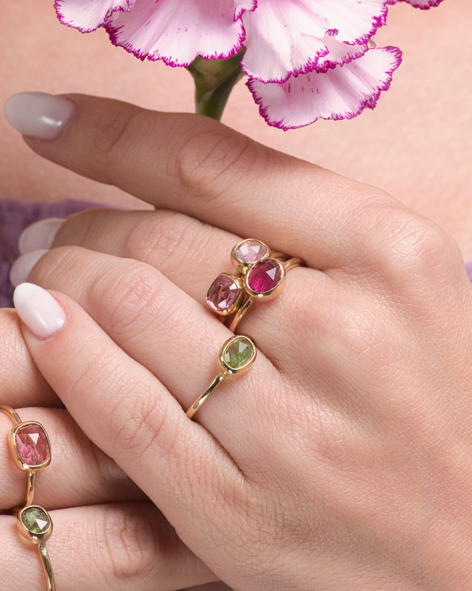 Pétale no. 11 | One-of-a-kind Rosecut Tourmaline Stackable Ring (pink small)