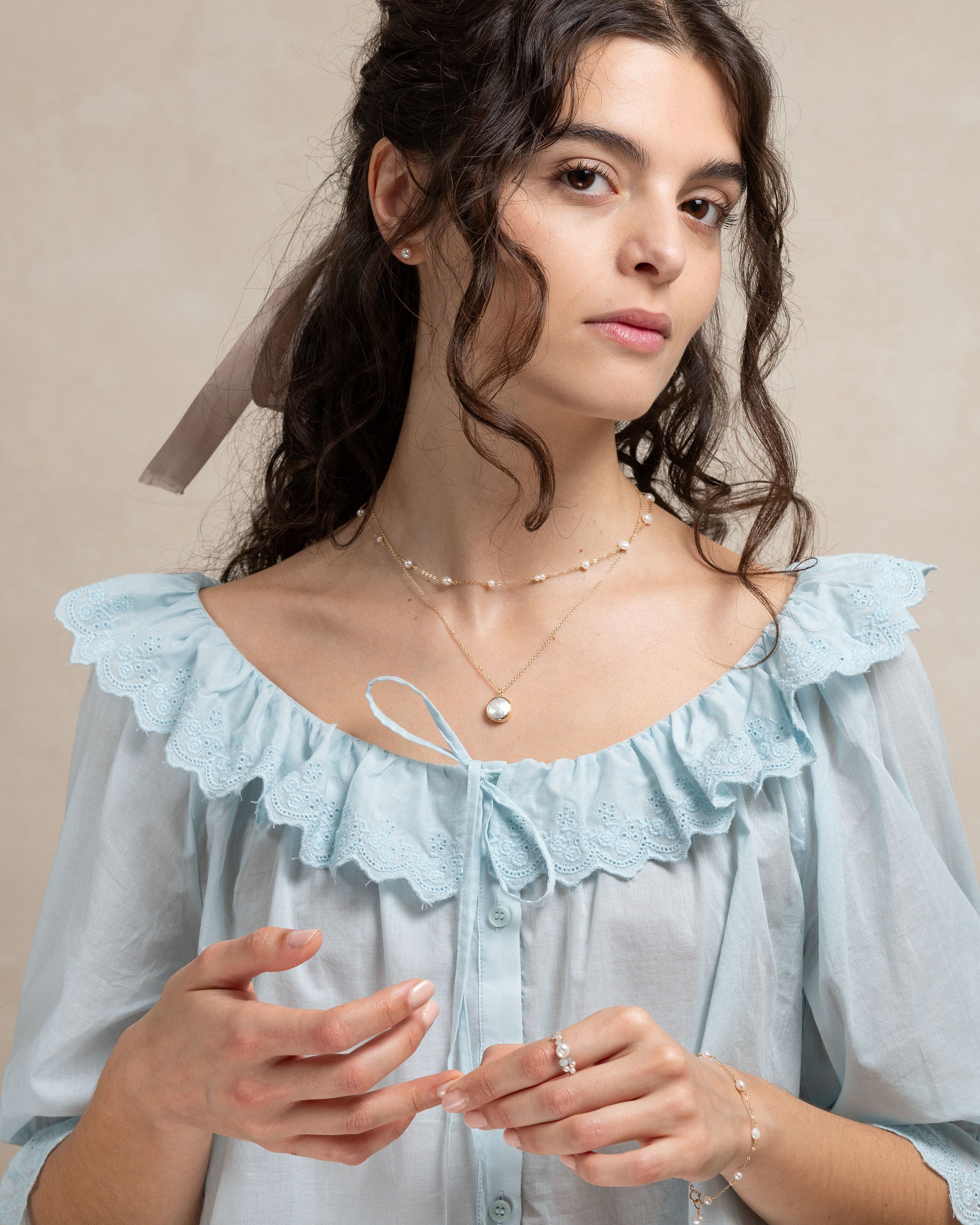 Lueur no. 9 | Aquamarine & Baroque Pearl Ring