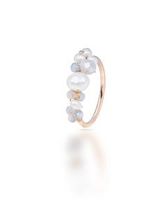 Lueur no. 9 | Aquamarine & Baroque Pearl Ring