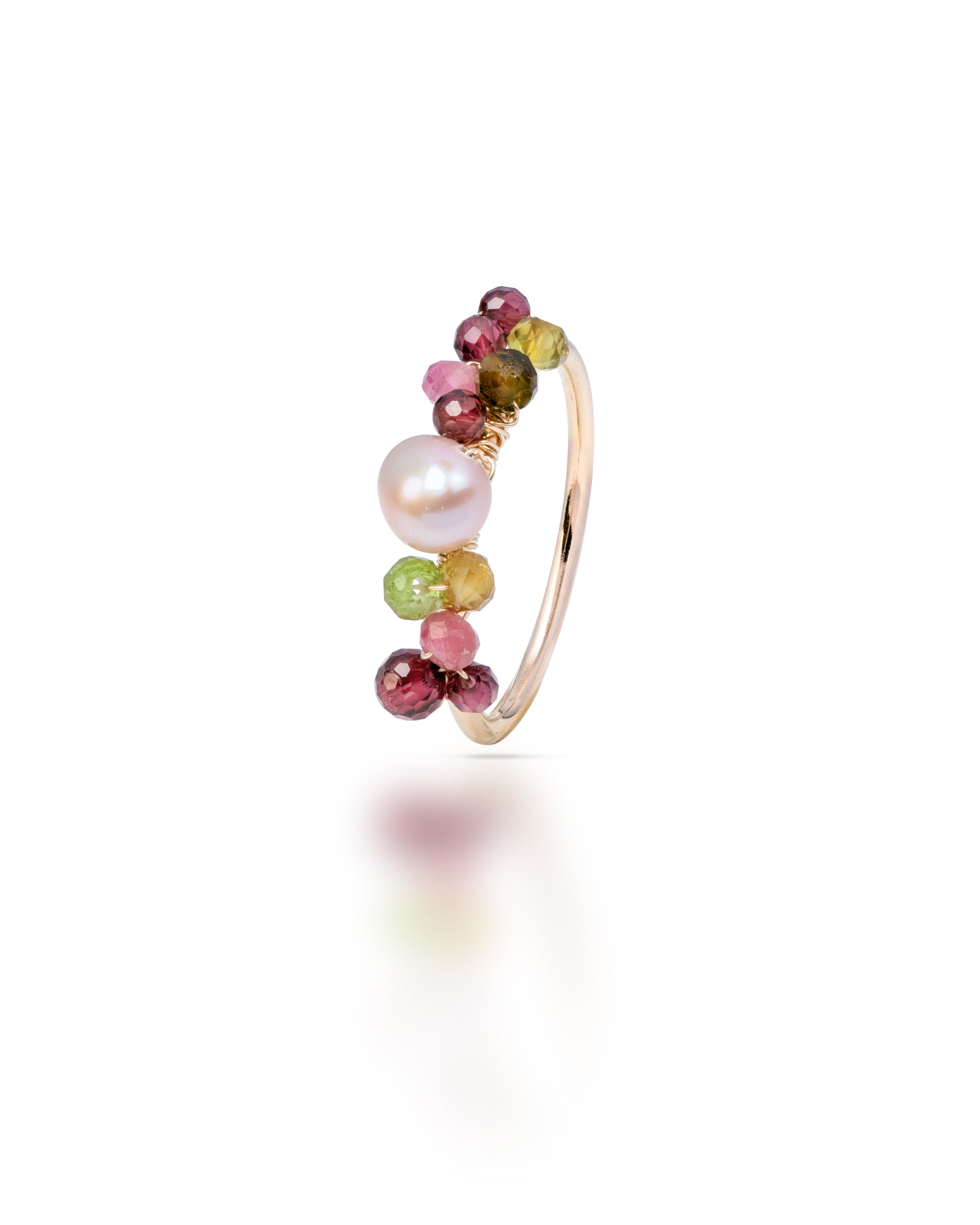 Jardin no. 31 | Tourmaline, Garnet & Pearl Ring