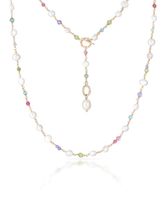 Jardin no. 12 | Multi Gemstone, Pearl and Swarovski Necklace