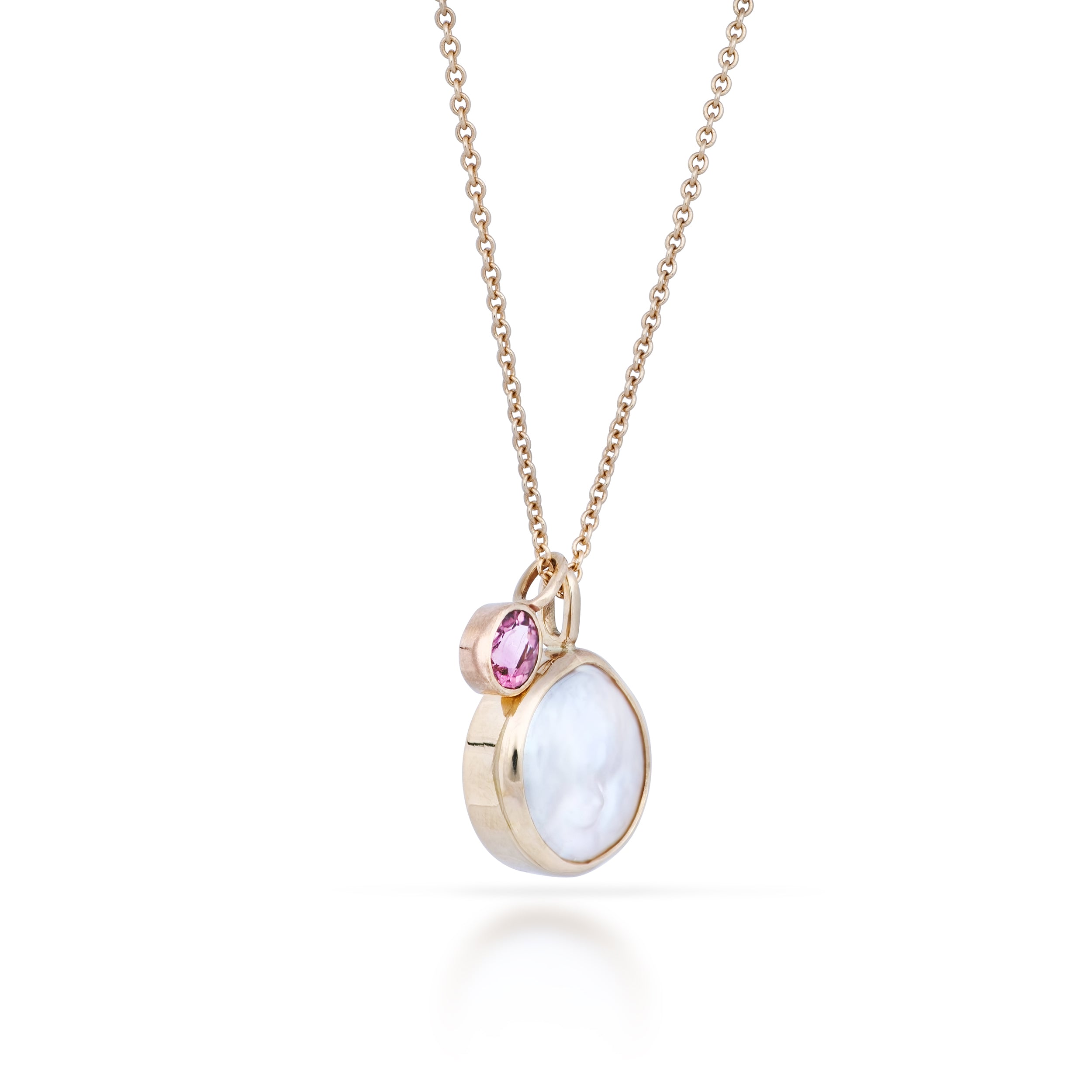 Héritage no. 5 | Gold Pearl Pendant Necklace with Tourmaline Drop