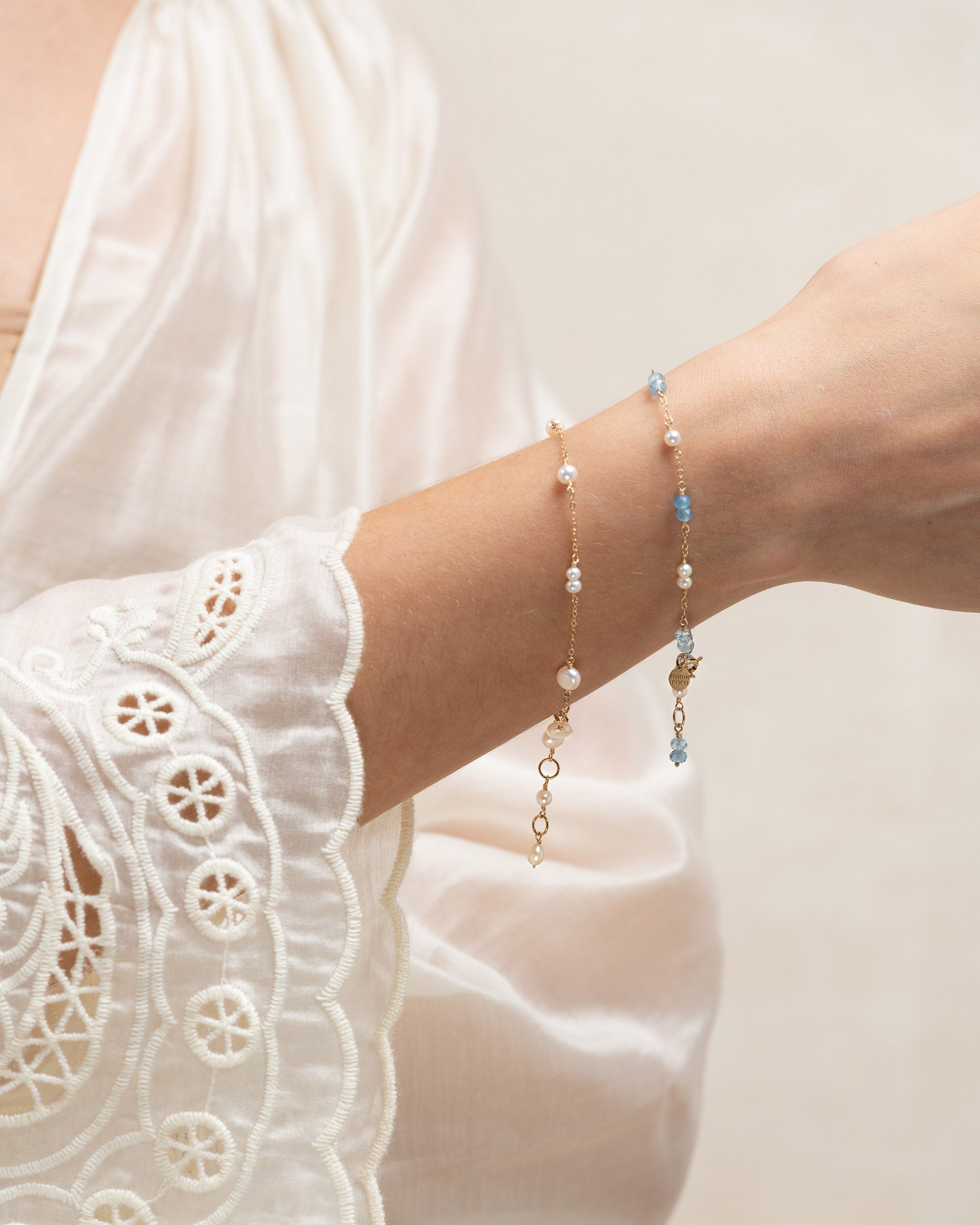 Lueur no. 10 | Aquamarine & Pearl Bracelet