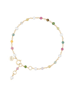 Jardin no. 15 | Multicoloured Tourmaline & Pearl Bracelet
