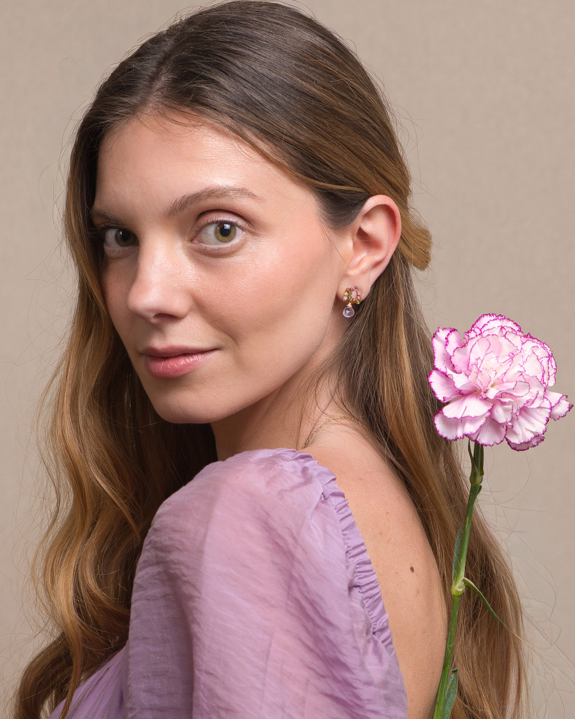 Jardin no. 27 | Tourmaline & Pink Amethyst Drop Earrings