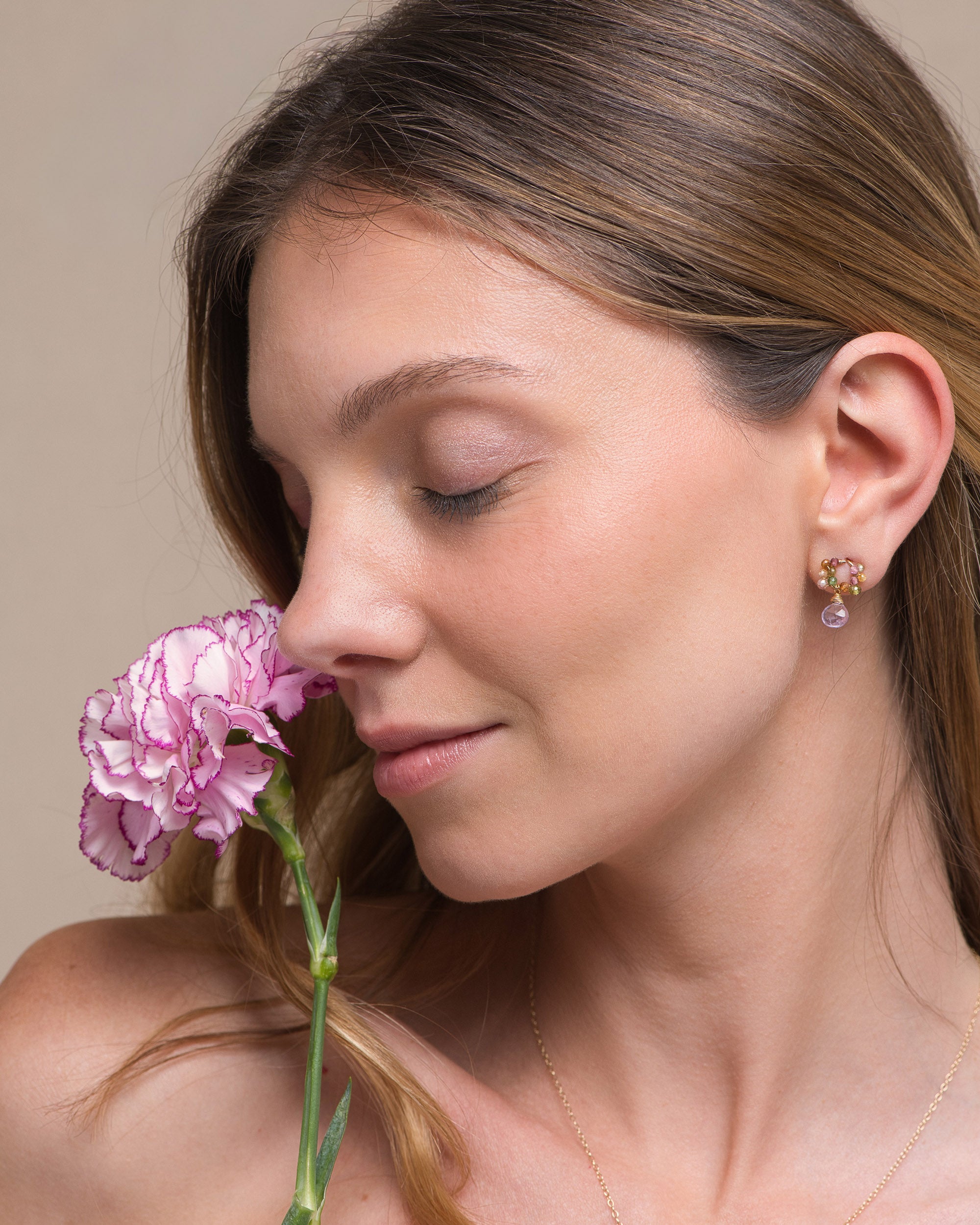Jardin no. 27 | Tourmaline & Pink Amethyst Drop Earrings