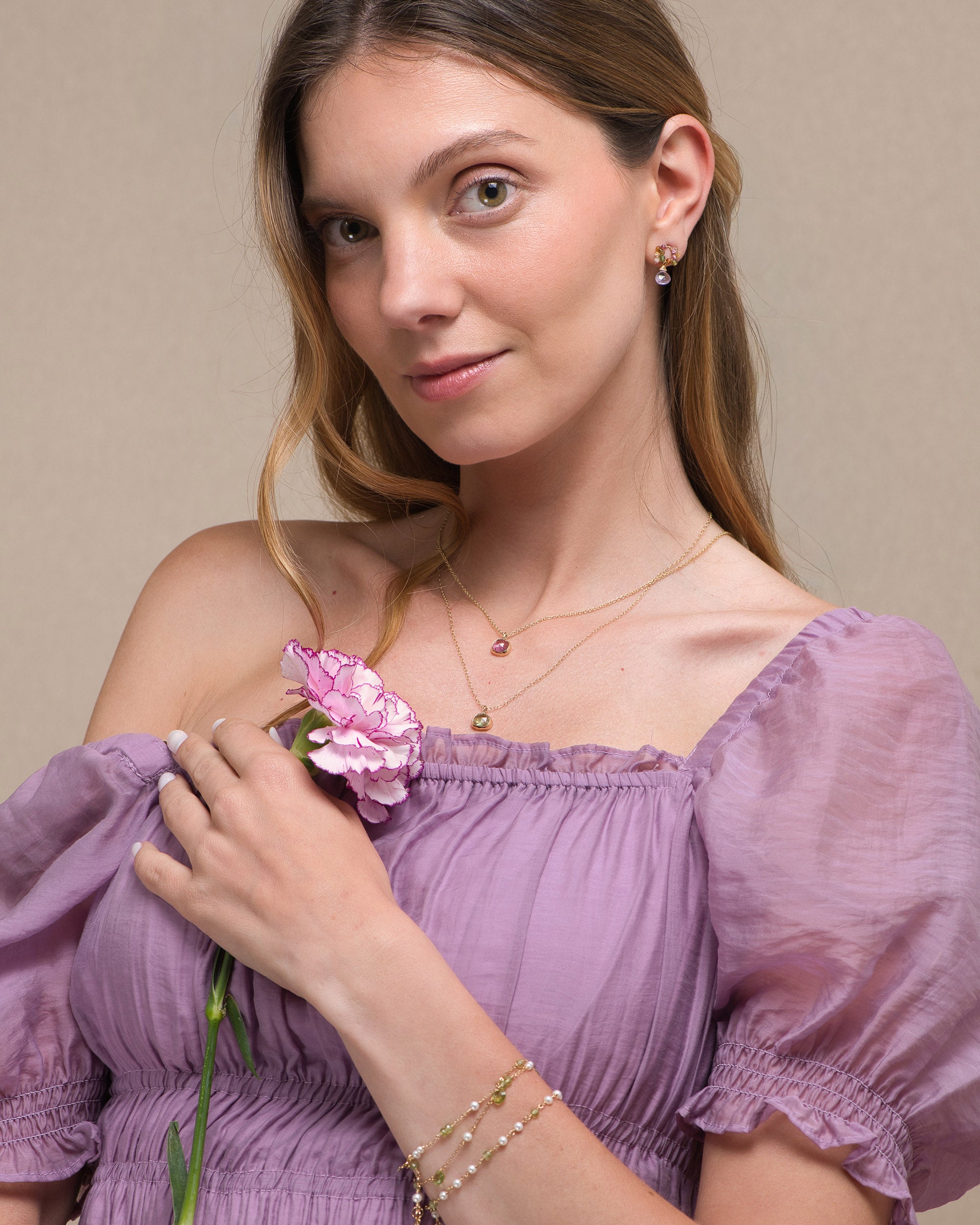 Jardin no. 27 | Tourmaline & Pink Amethyst Drop Earrings