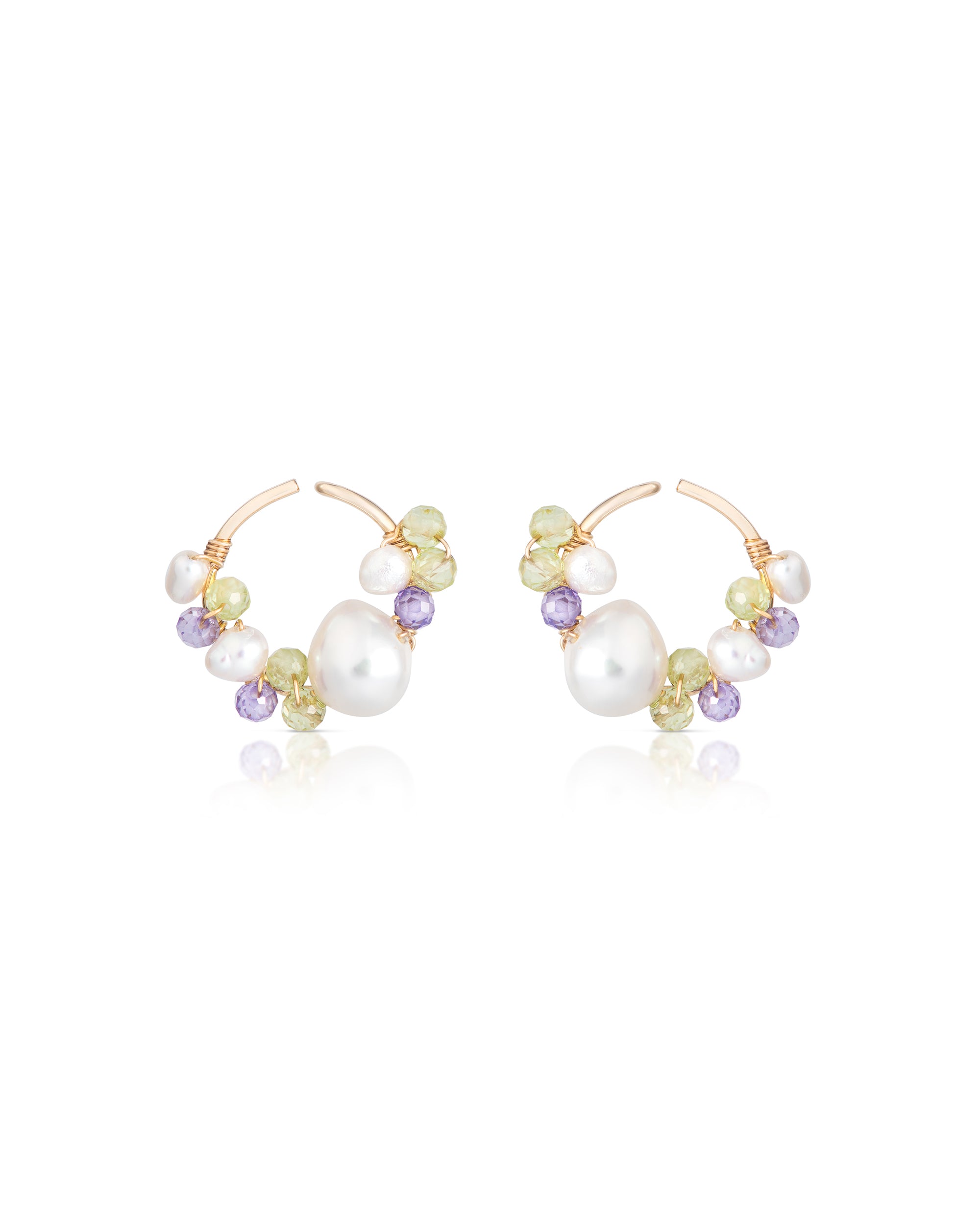 Lueur no. 3 | Pearl, Peridot & Zircon Studs