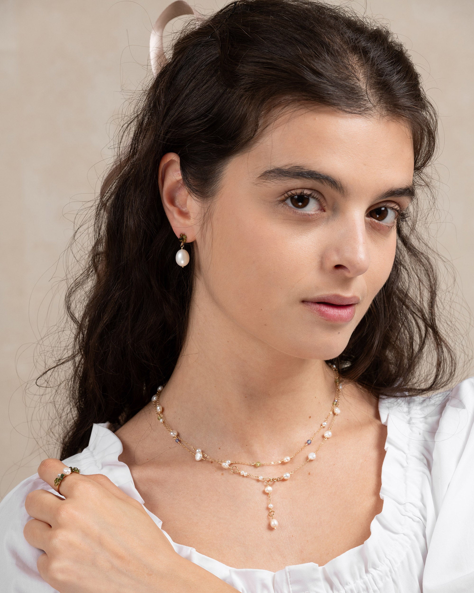 Éclosion no. 4 | Gemstone Cluster & Pearl Drop Earrings