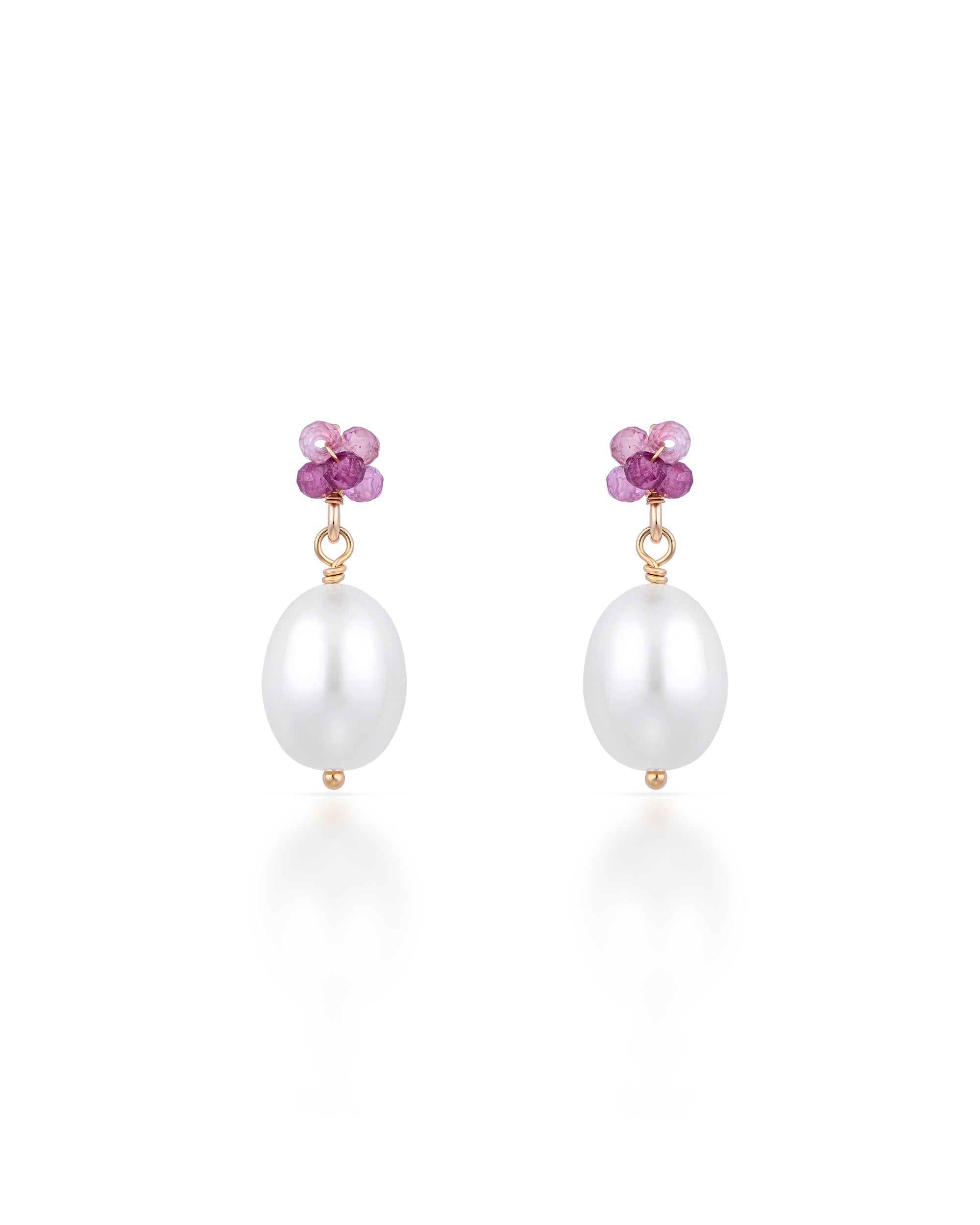 Éclosion no. 4 | Gemstone Cluster & Pearl Drop Earrings