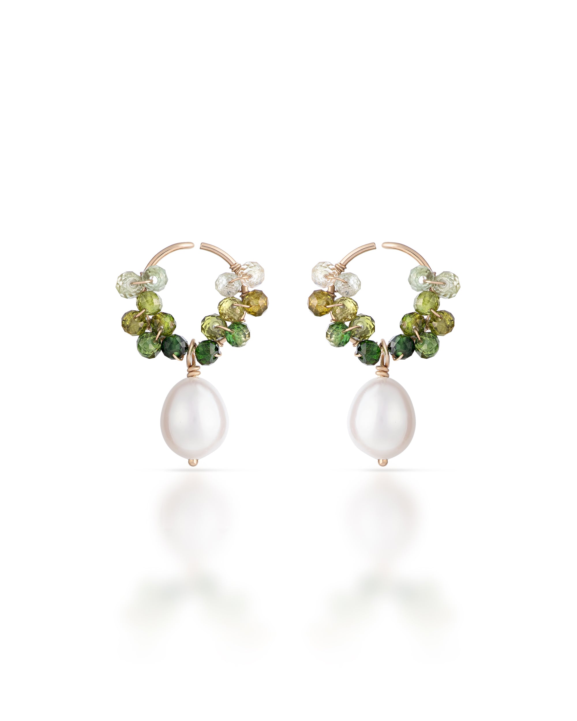 Jardin no. 10 | Green Tourmaline & Pearl Drop Earrings