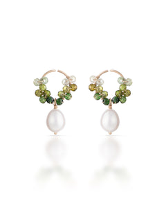 Jardin no. 10 | Green Tourmaline & Pearl Drop Earrings