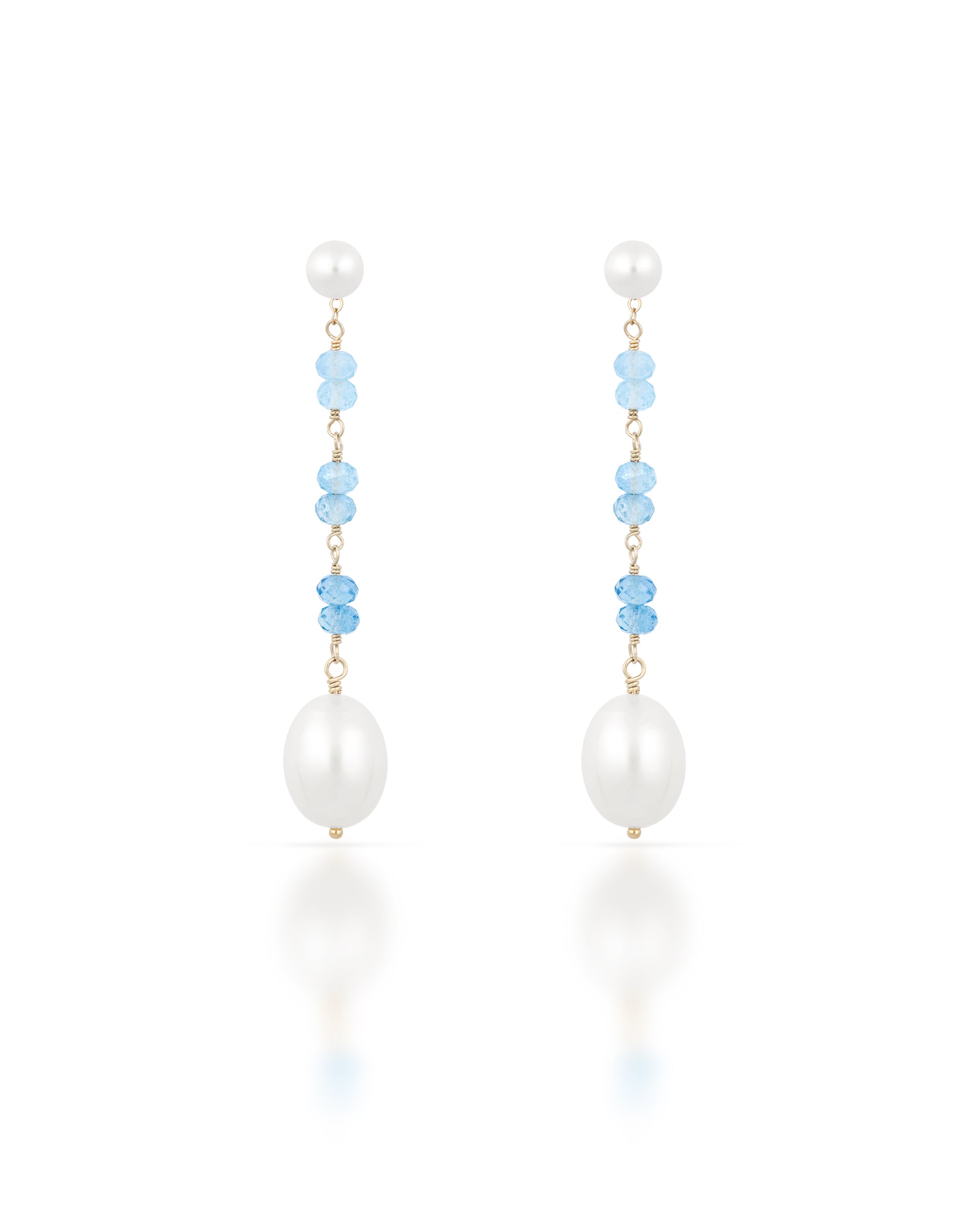 Lueur no. 20 | Gradient Aquamarine & Pearl Drop Earrings