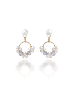 Éclosion no. 5 | Labradorite & Pearl Cluster Drop Earrings
