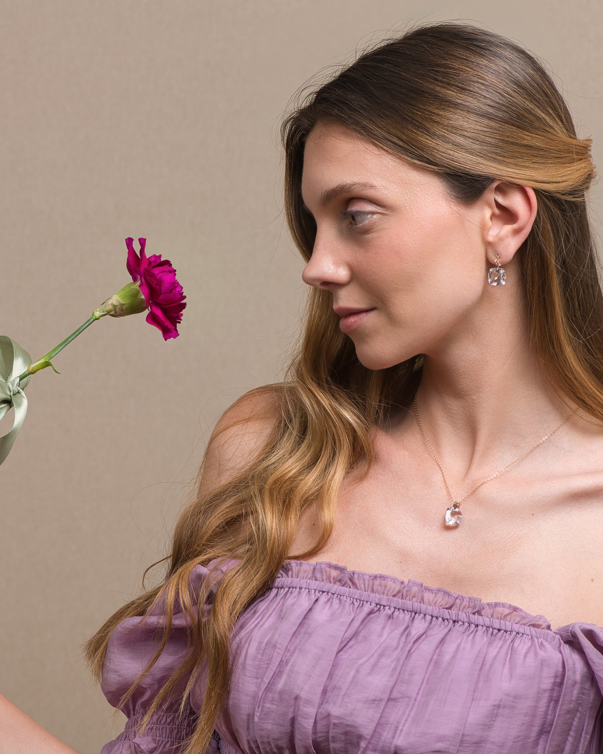 Jardin no. 22 | Tourmaline & Pink Amethyst Drop Earrings
