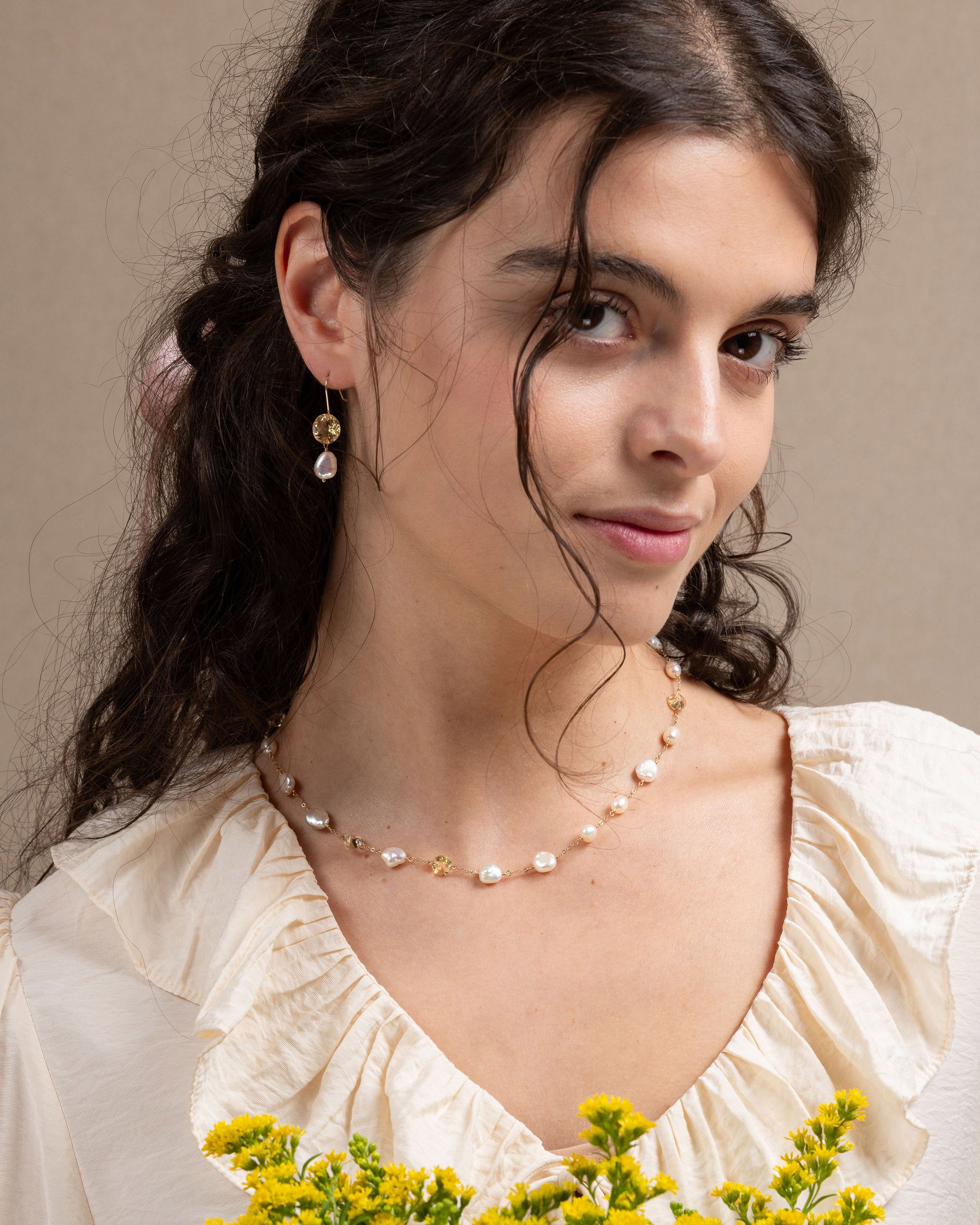 Lueur no. 16 | Citrine & Keshi Pearl Drop Earrings