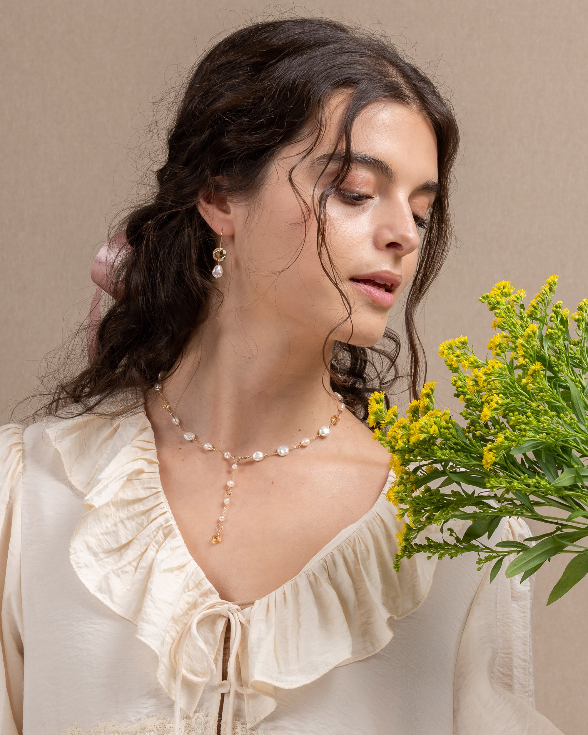 Lueur no. 16 | Citrine & Keshi Pearl Drop Earrings