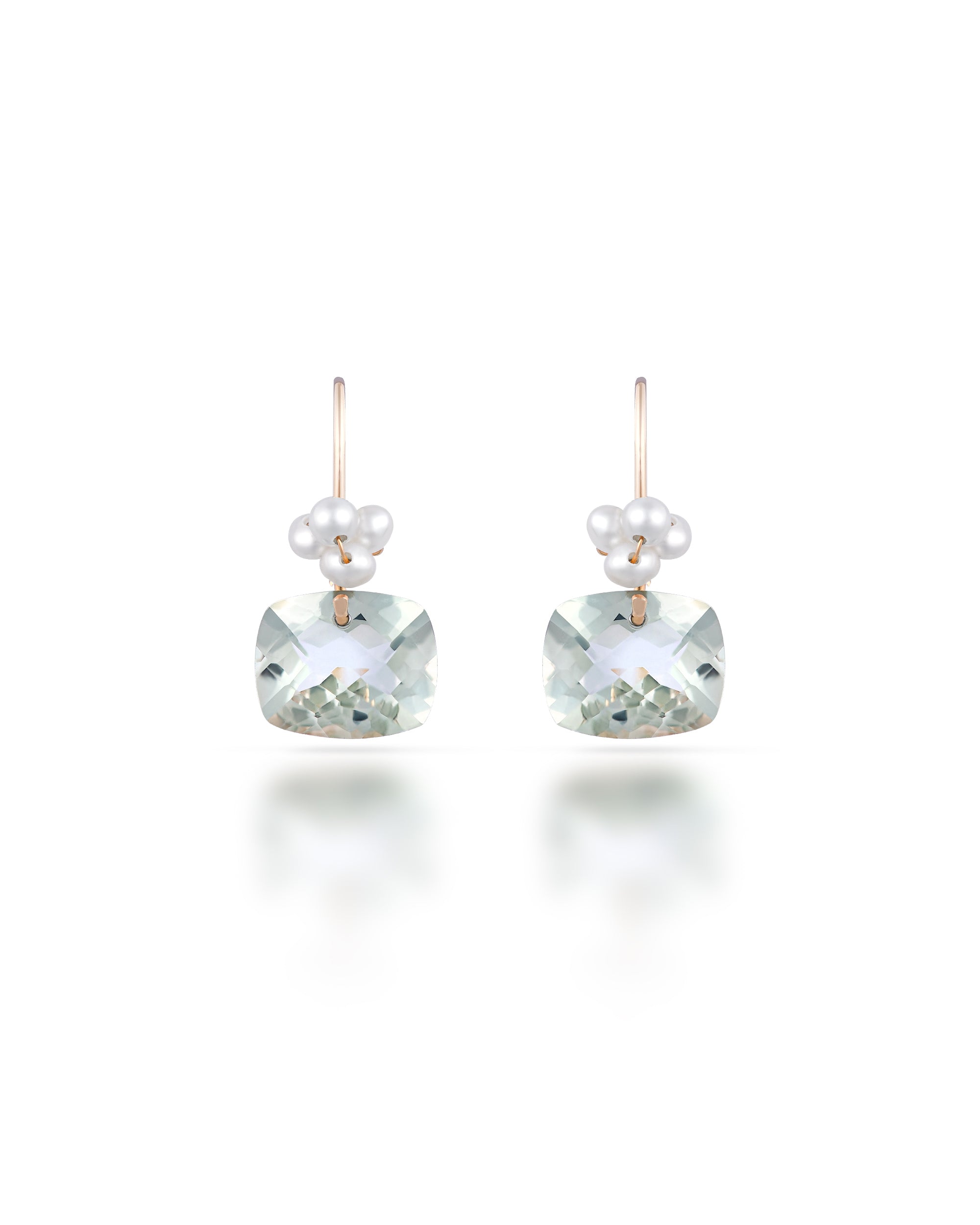 Éclosion no. 7 | Green Amethyst & Pearl Cluster Earrings