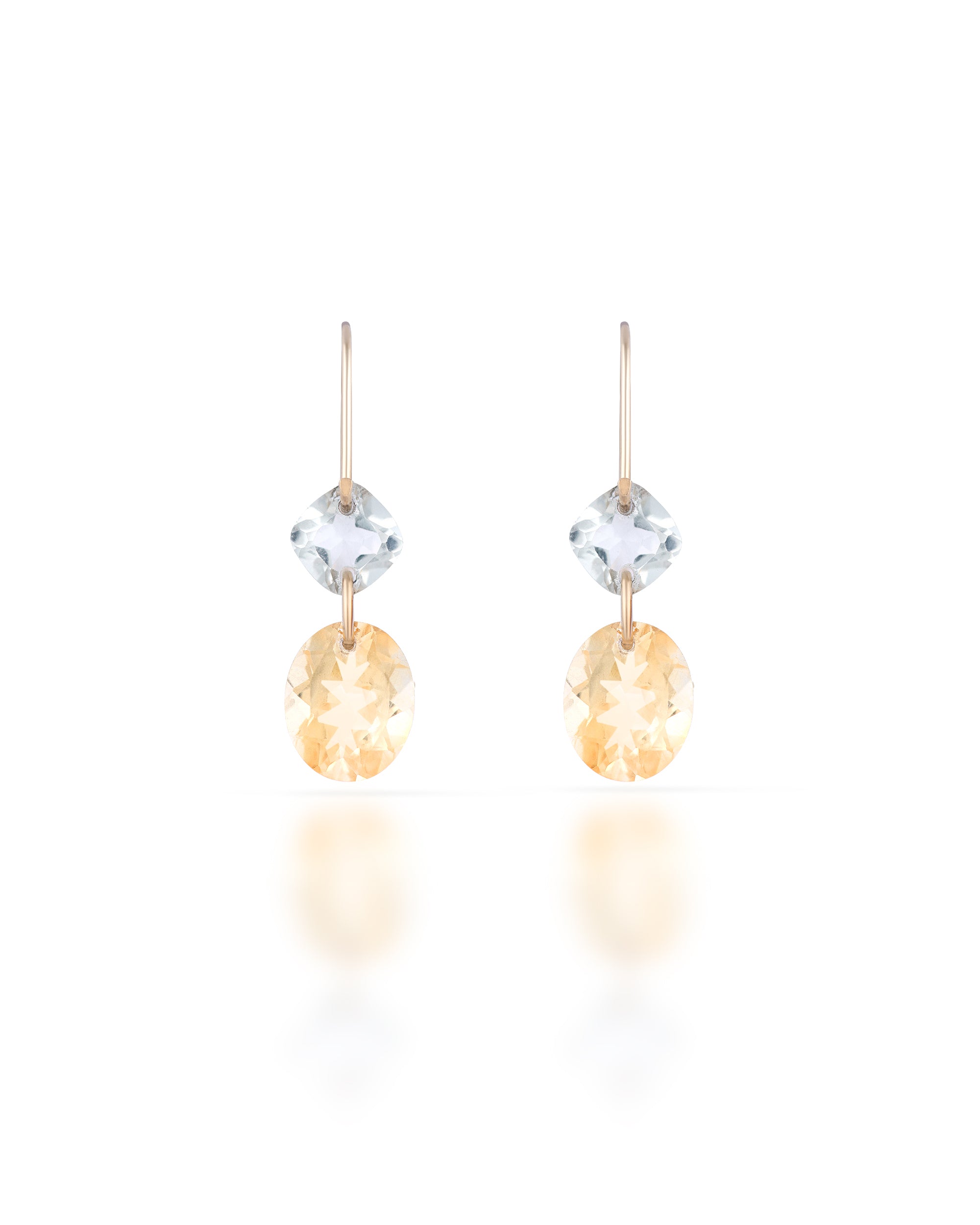 Lueur no. 19 | Green Amethyst & Citrine Drop Earrings
