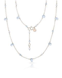 Lueur no. 12 | Faceted Aquamarine & Pearl Necklace
