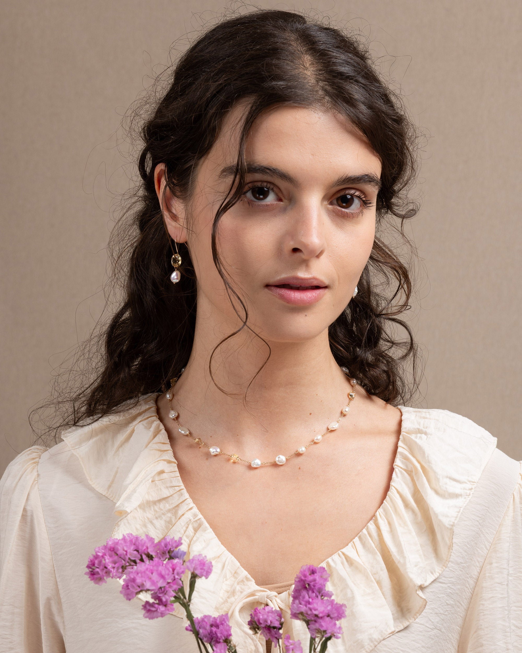 Lueur no. 14 | Faceted Citrine & Pearl Necklace