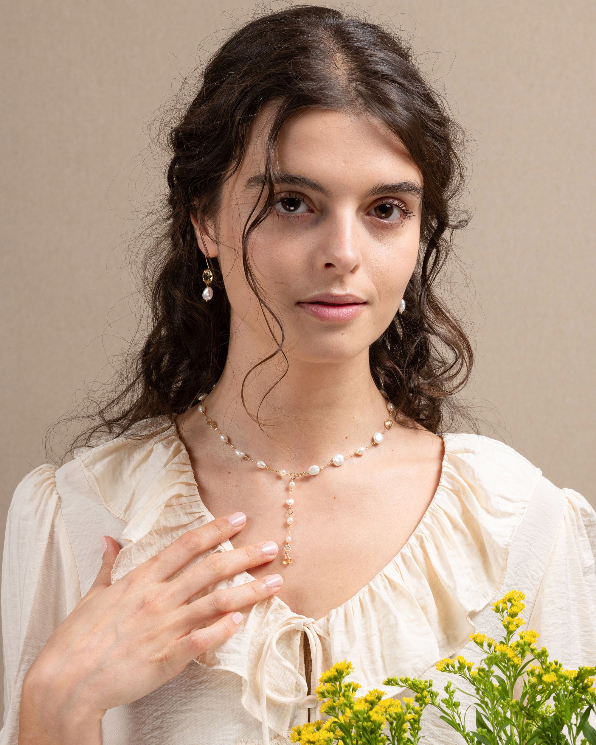 Lueur no. 14 | Faceted Citrine & Pearl Necklace
